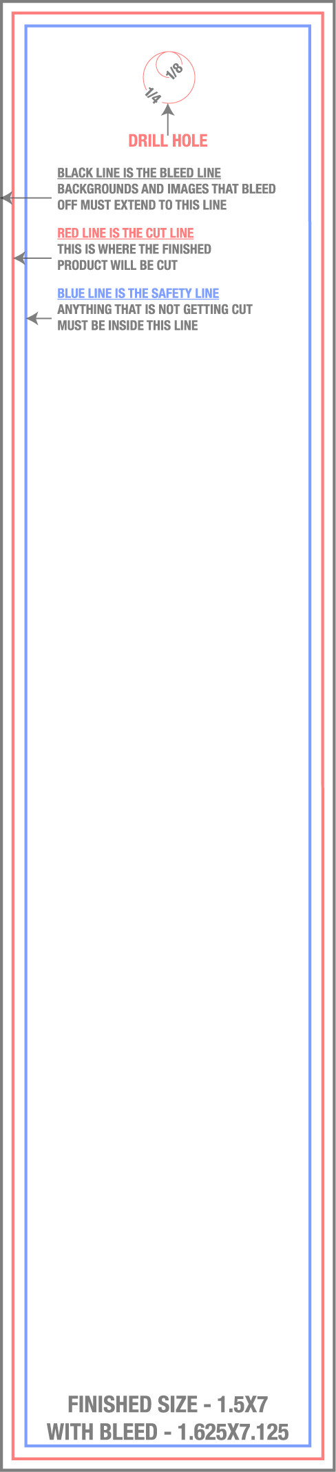 Bookmarks 1.5" x 7" Drill Hole (Vertical) template