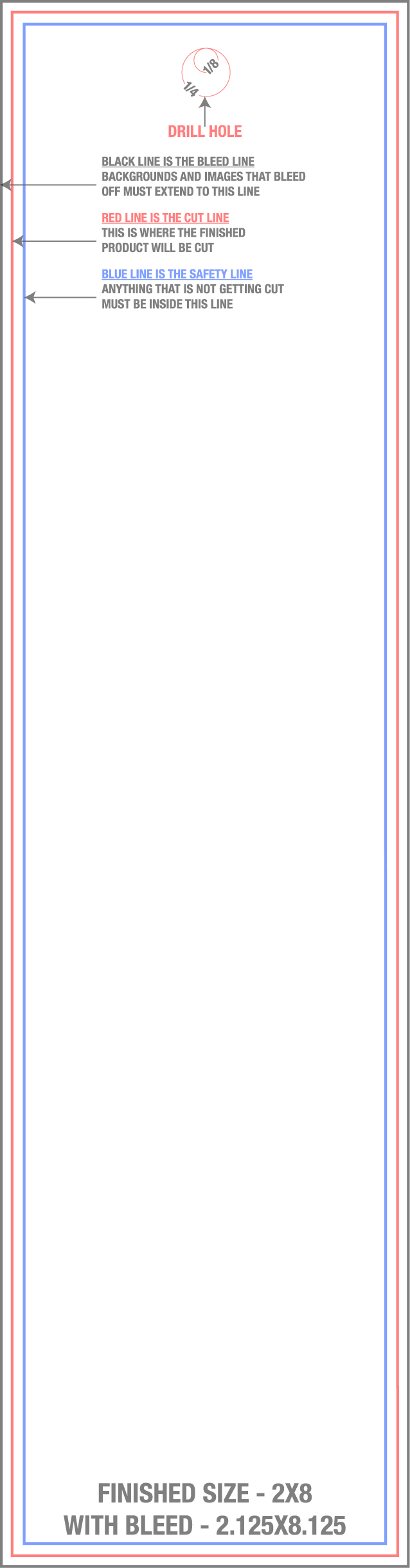 Bookmarks 2" x 8" Drill Hole (Vertical) template
