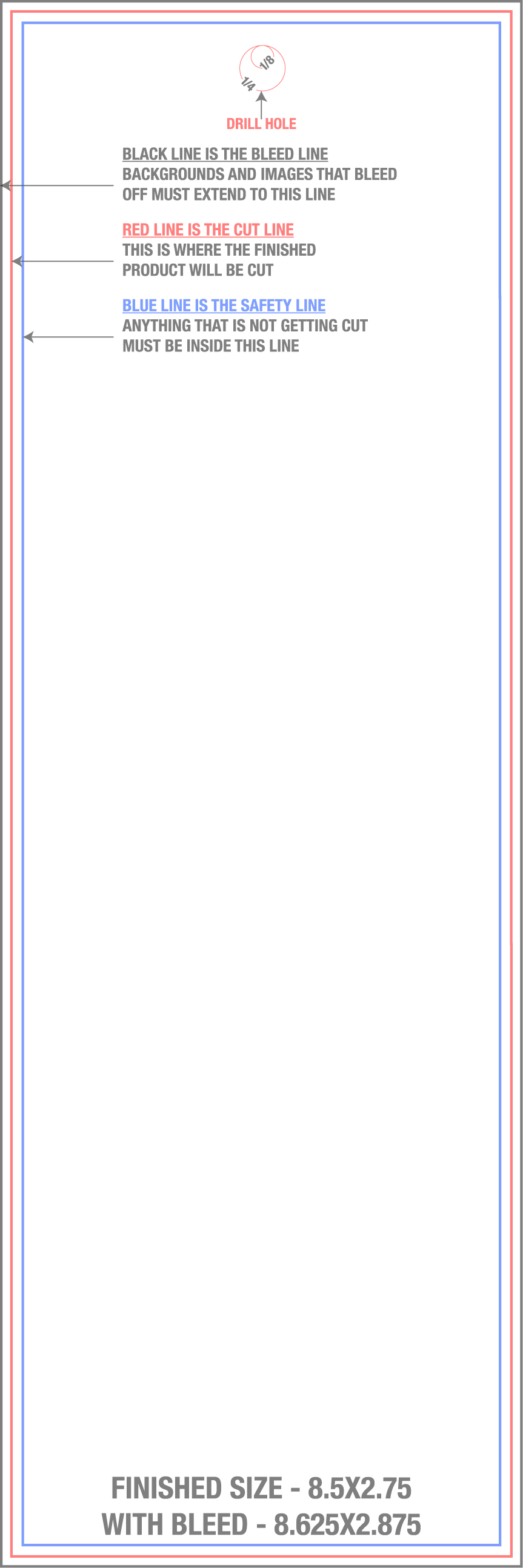 Bookmarks 2.75" x 8.5" Drill Hole (Vertical) template