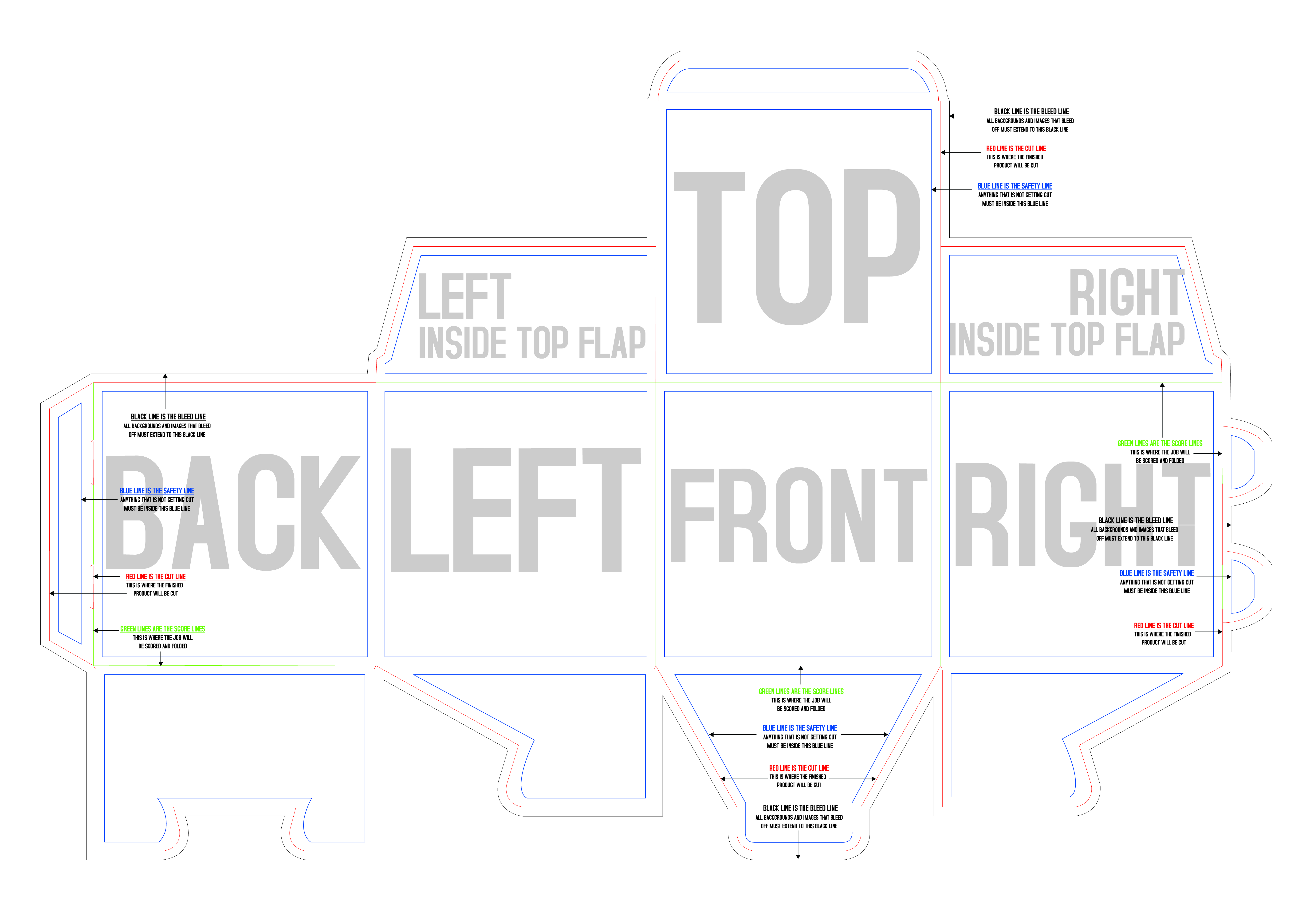 Boxes & Packaging 4" x 4" x 4" Outside (Horizontal) template