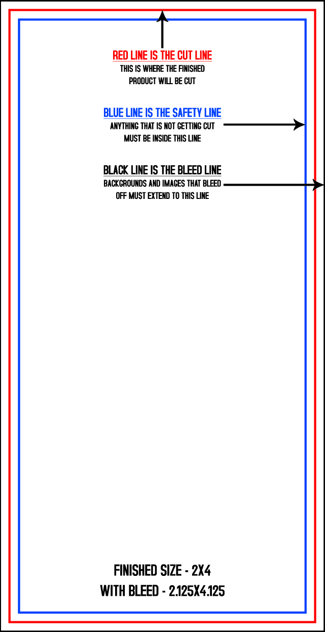 Business Cards 2" x 4" Vertical template