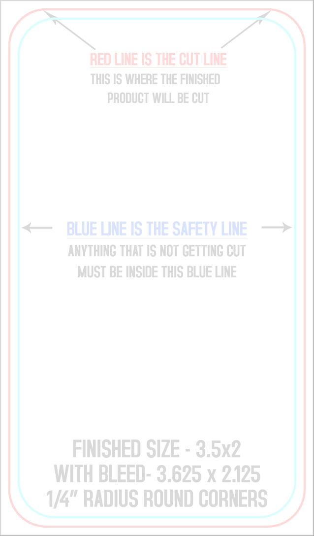 Business Cards 2" x 3.5" 1/4" - 4 Rounded Corners - Vertical template