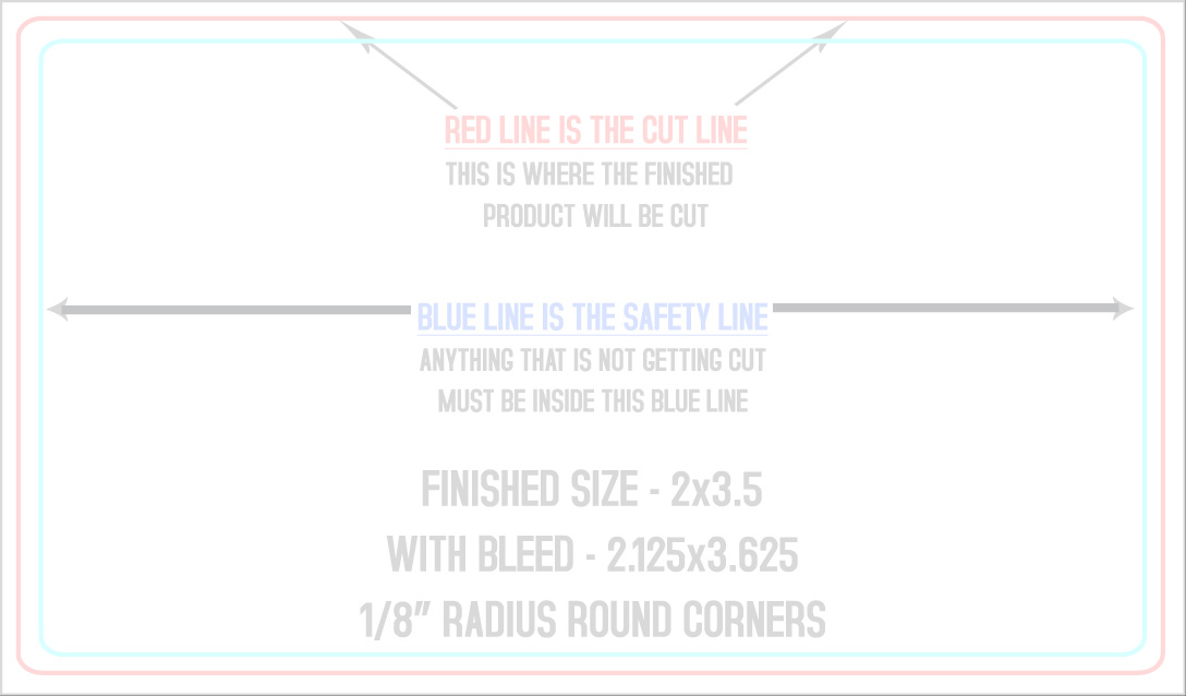 Business Cards 2" x 3.5" 1/8" - 4 Rounded Corners - Horizontal template