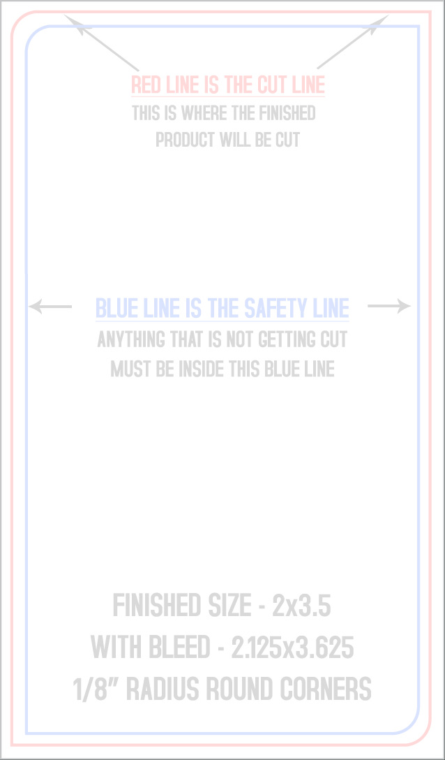 Business Cards 2" x 3.5" 1/8" - 2 Rounded Corners - Back - Vertical template