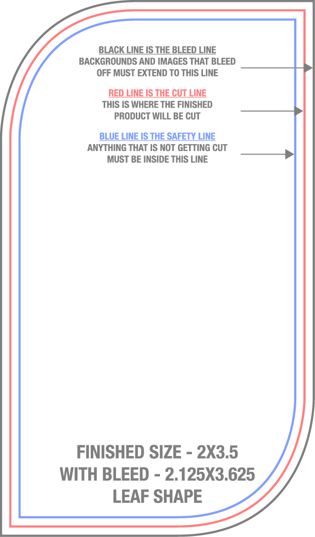 Business Cards 2" x 3.5" Leaf 7/8" (2) Round Corners Back (Vertical) template
