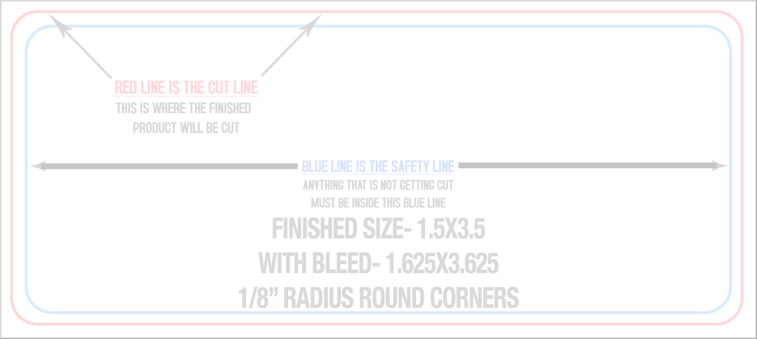 Business Cards 1.5" x 3.5" 1/8" - 4 Rounded Corners - Horizontal template