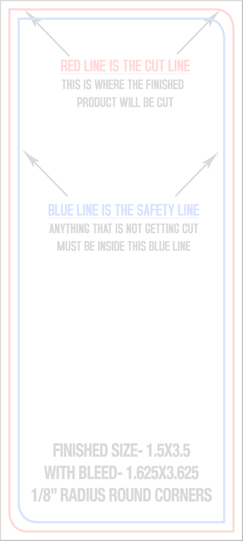 Business Cards 1.5" x 3.5" 1/8" - 2 Rounded Corners - Front - Vertical template