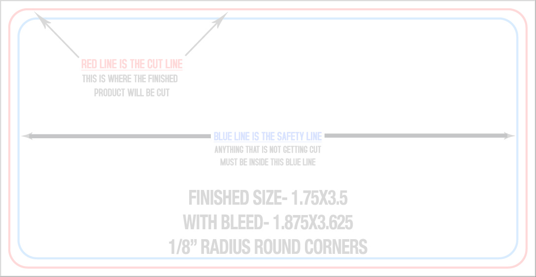 Business Cards 1.75" x 3.5" 1/8" - 4 Rounded Corners - Horizontal template