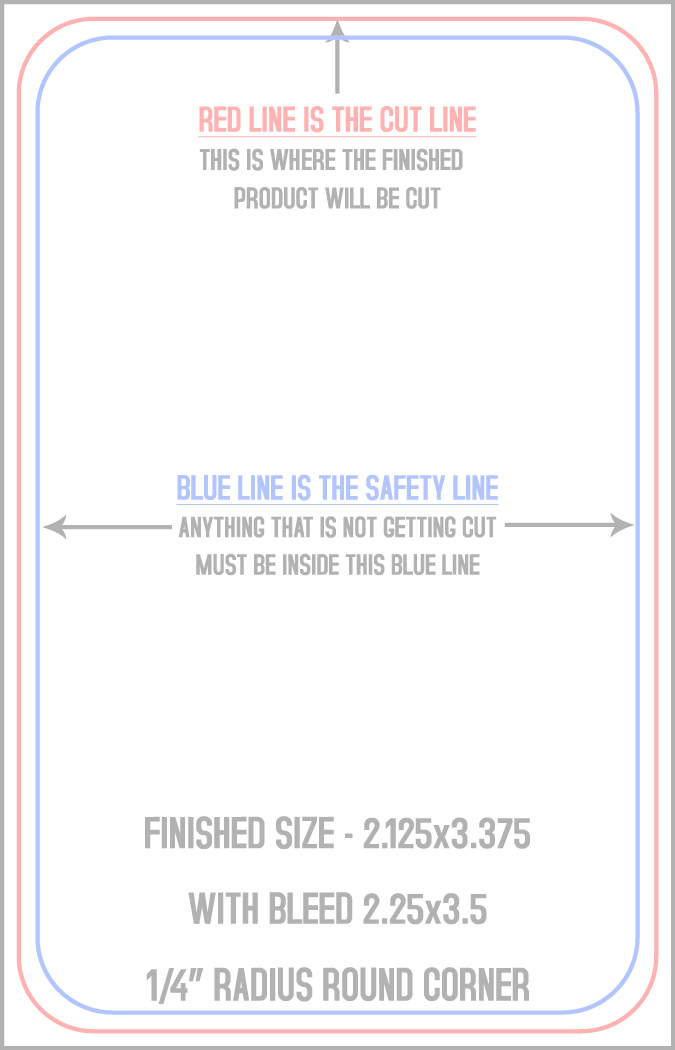 Business Cards 2.125" x 3.375" 1/4" - 4 Rounded Corners - Vertical template