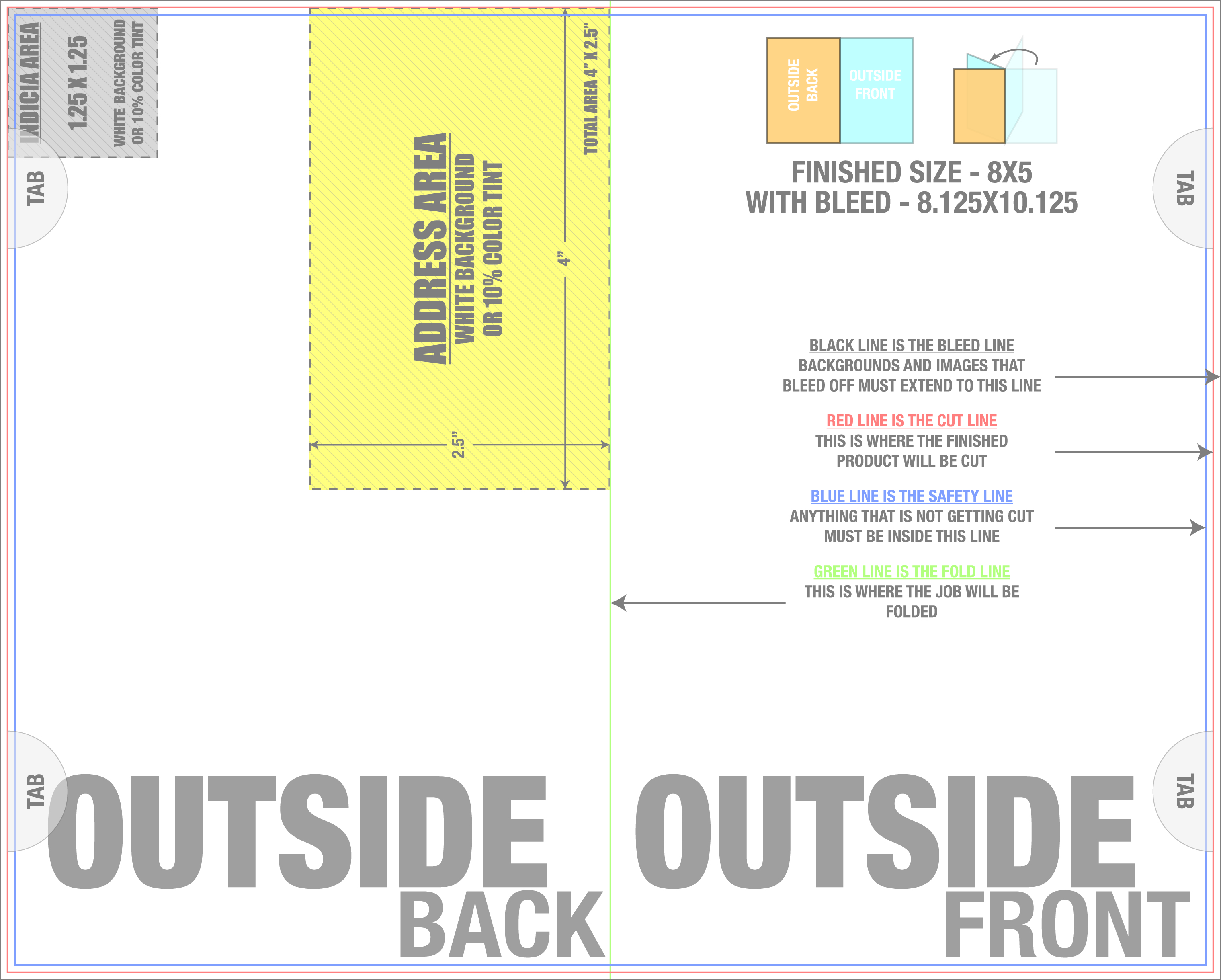 Direct Mail 8" x 10" Half-fold Landscape (Horizontal) template