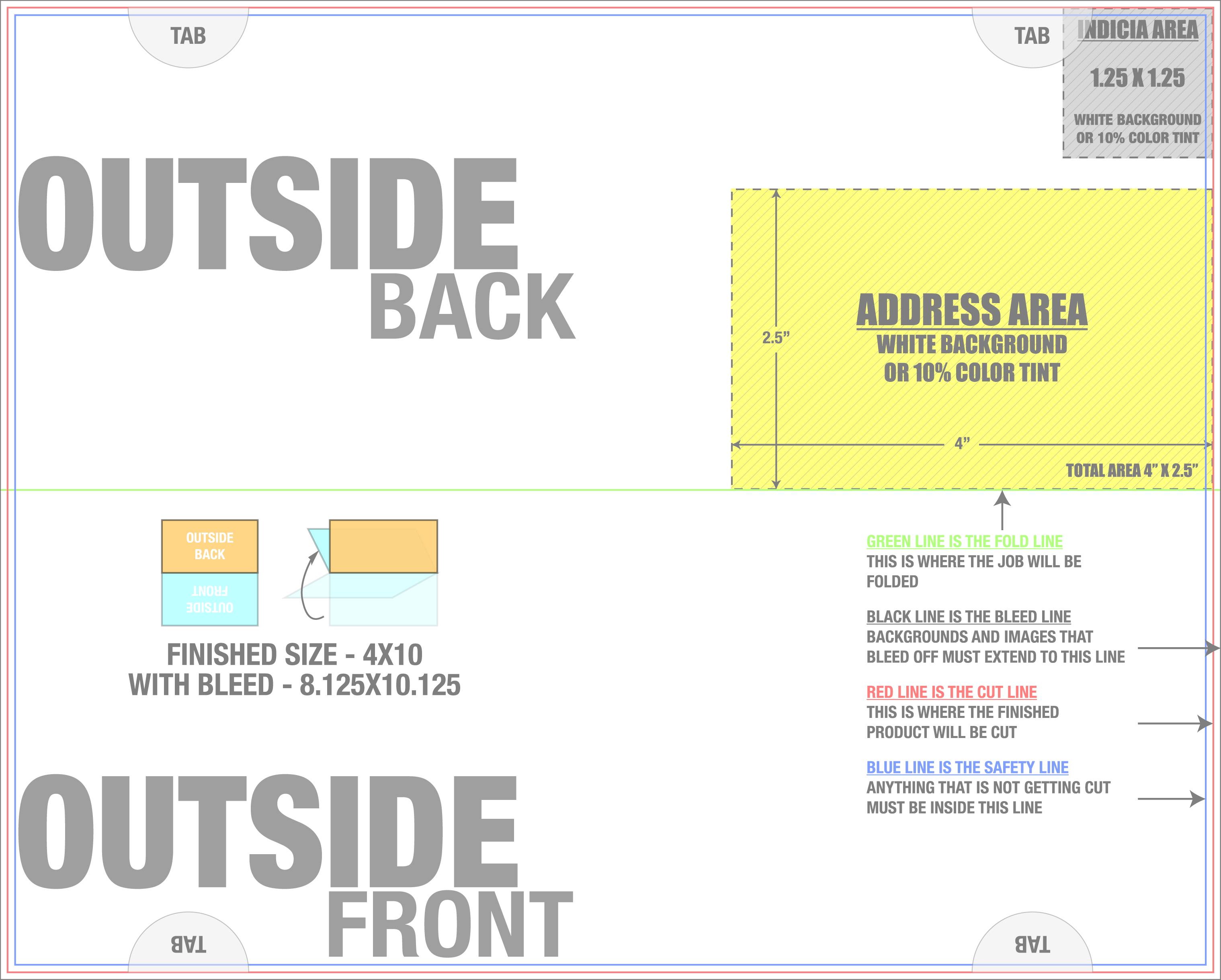 Direct Mail 8" x 10" Half-fold Landscape (Vertical) template