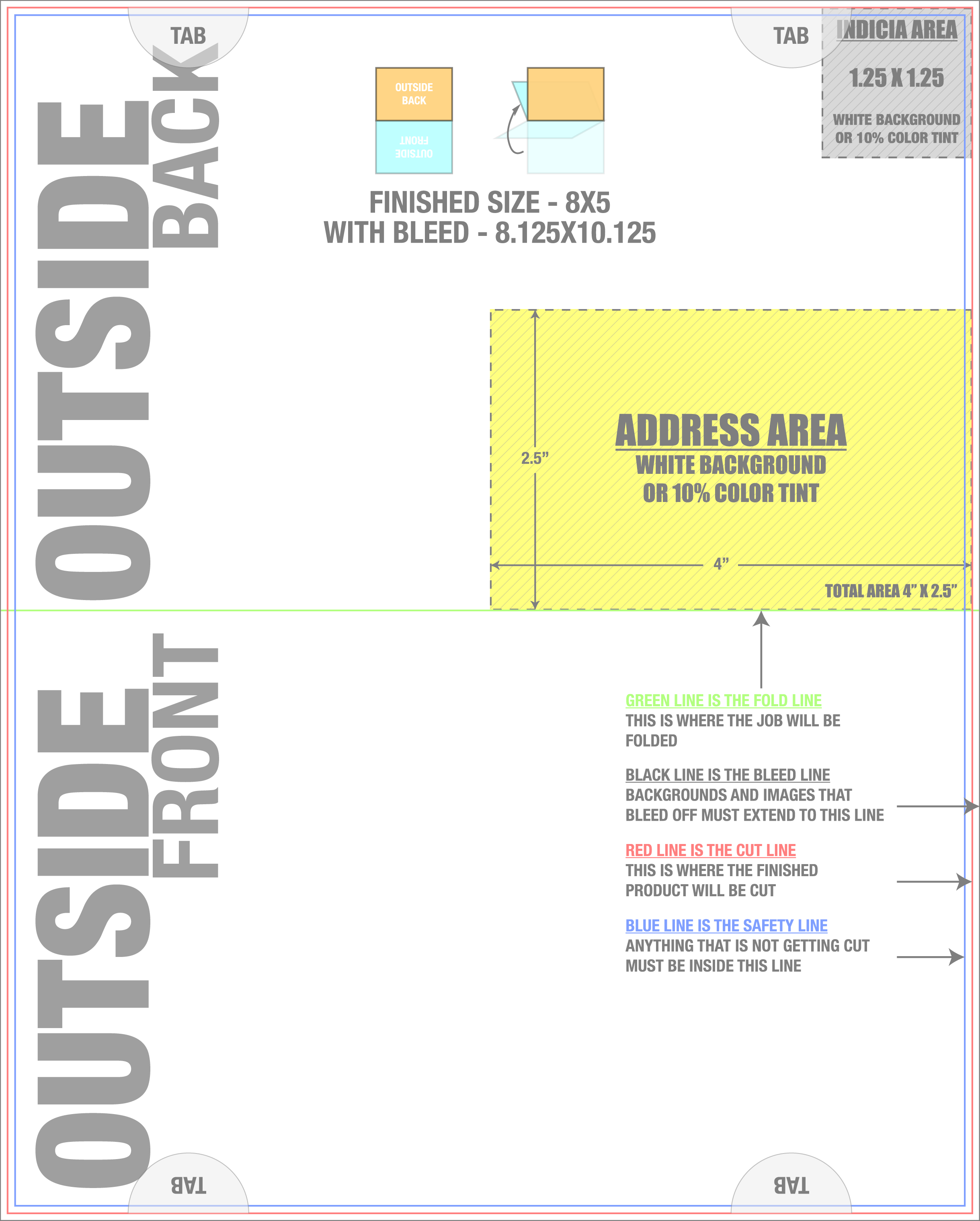 Direct Mail 8" x 10" Half-fold Portrait (Horizontal) template