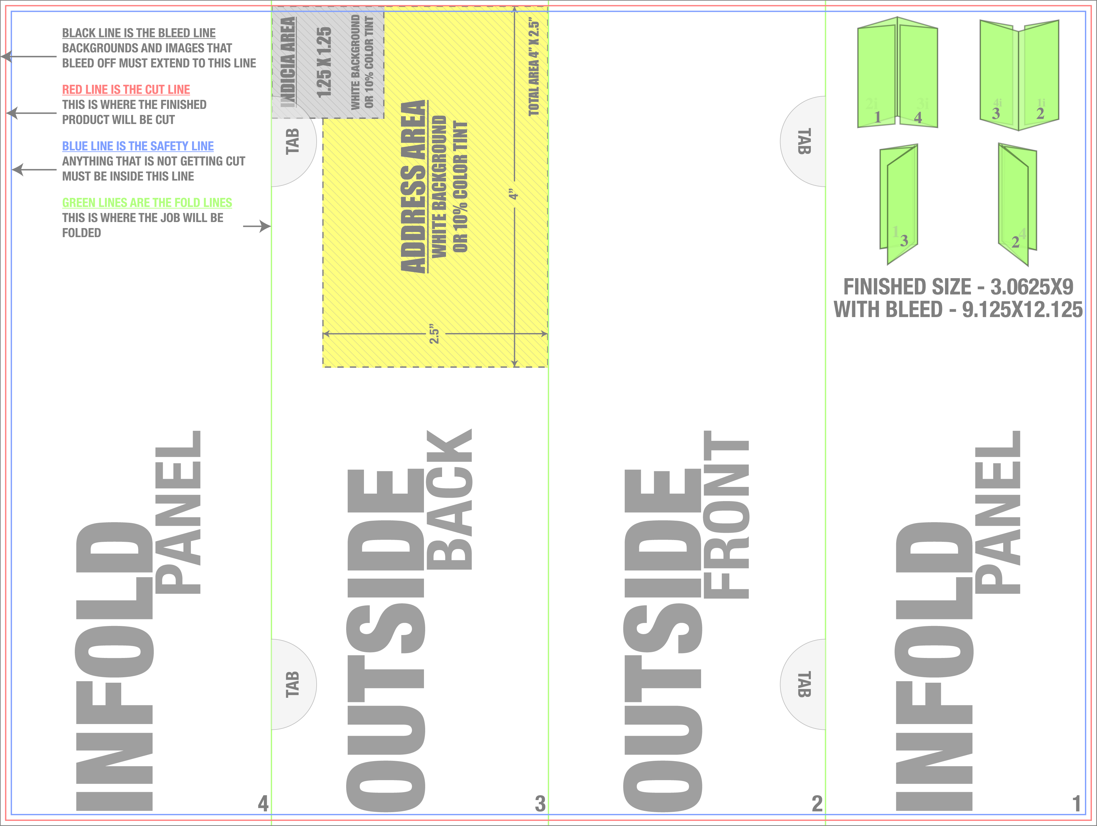 Direct Mail 9" x 12" Double Gate Fold template