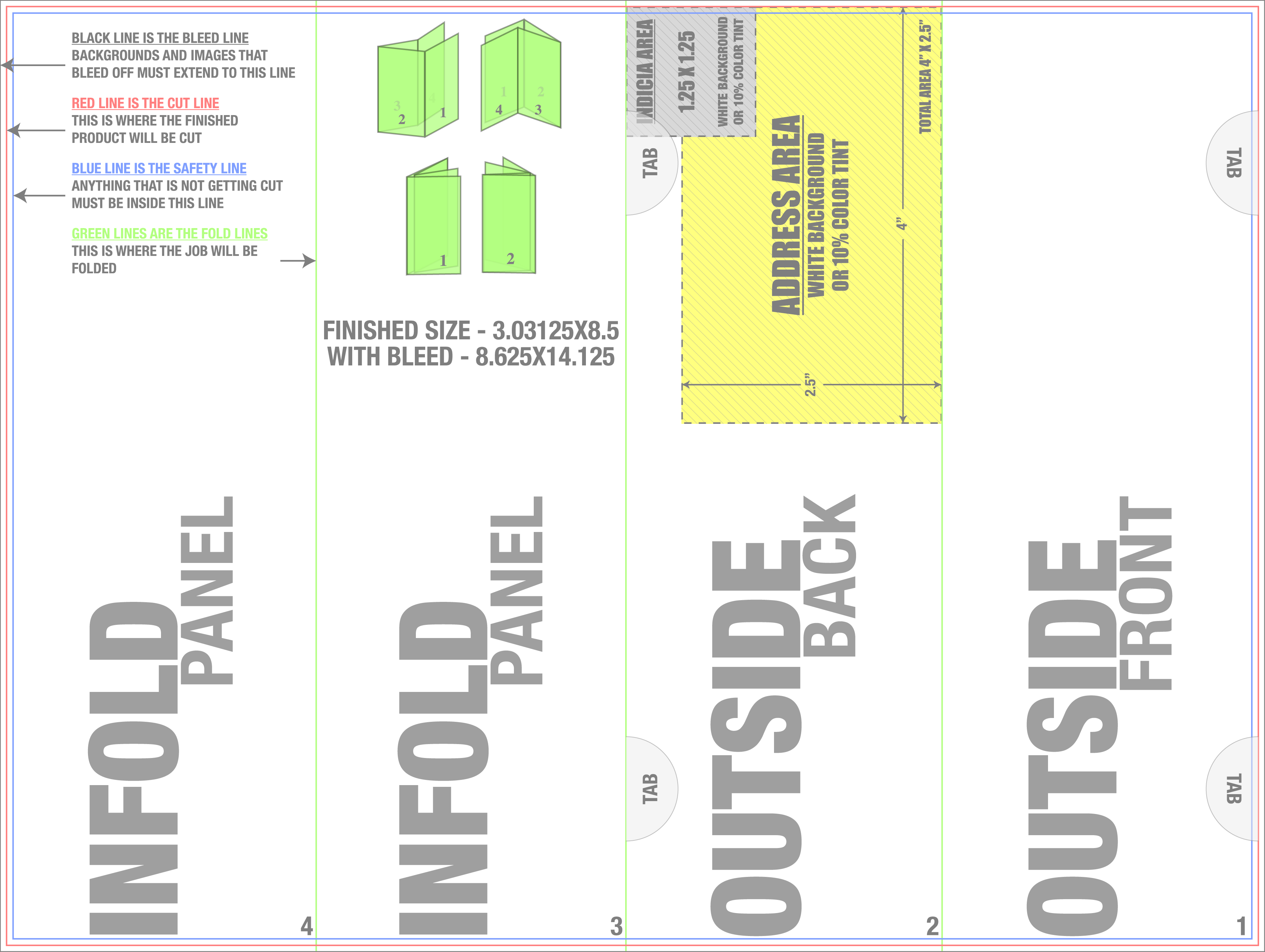 Direct Mail 9" x 12" Double Parallel Fold Front/Outside (Horizontal) template