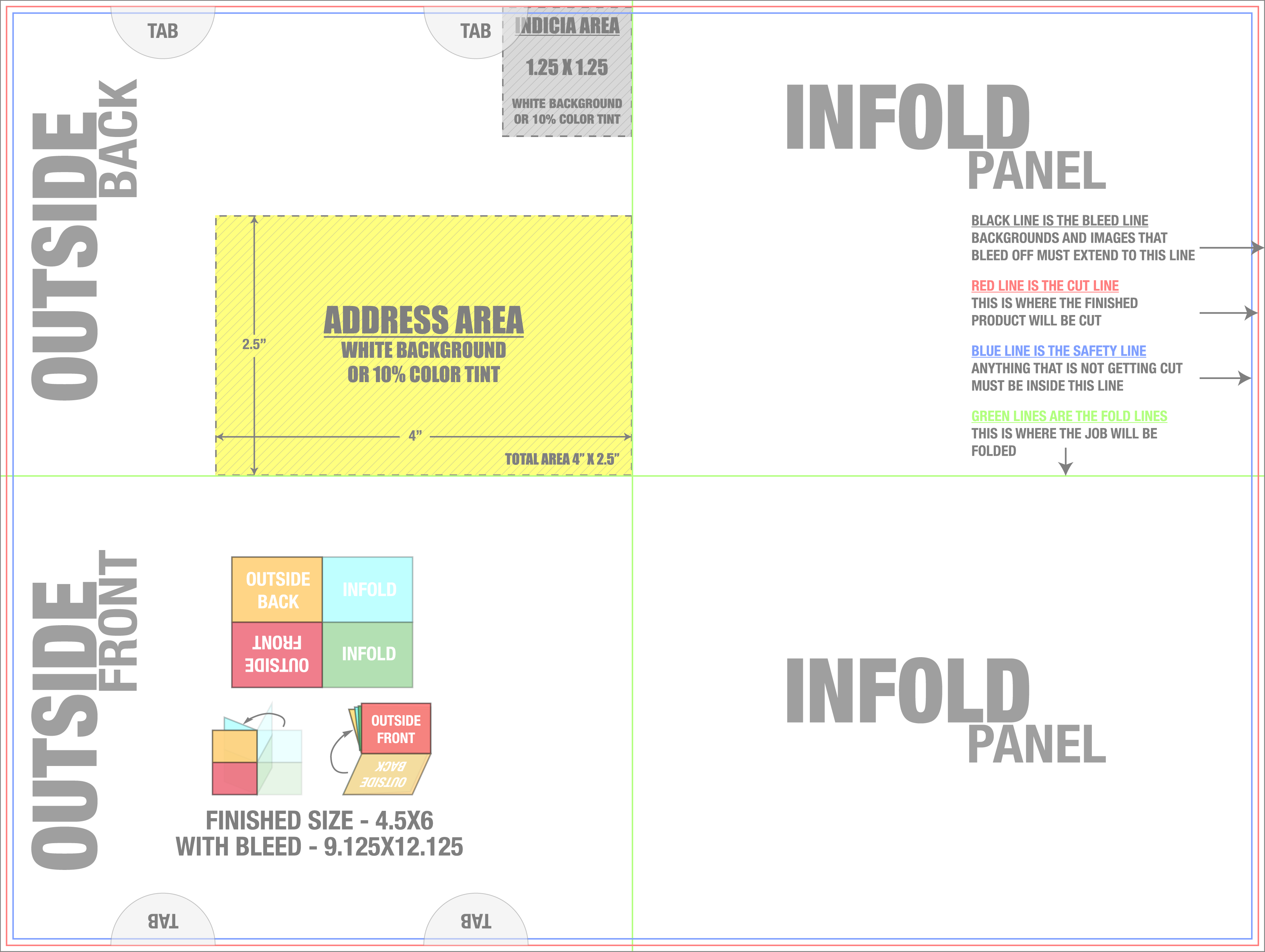 Direct Mail 9" x 12" French Fold Front/Outside template