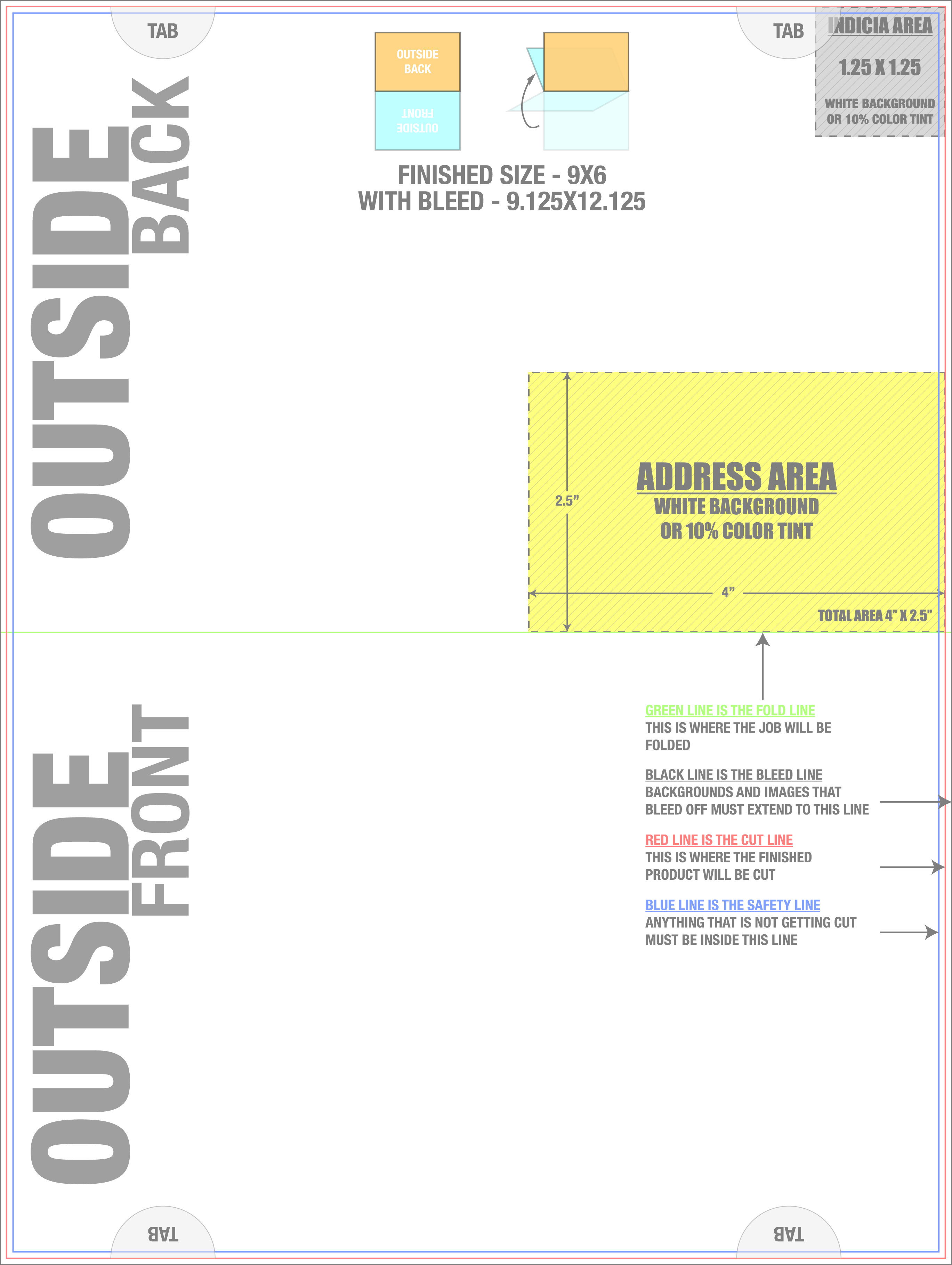 Direct Mail 9" x 12" Half-fold Portrait (Horizontal) template