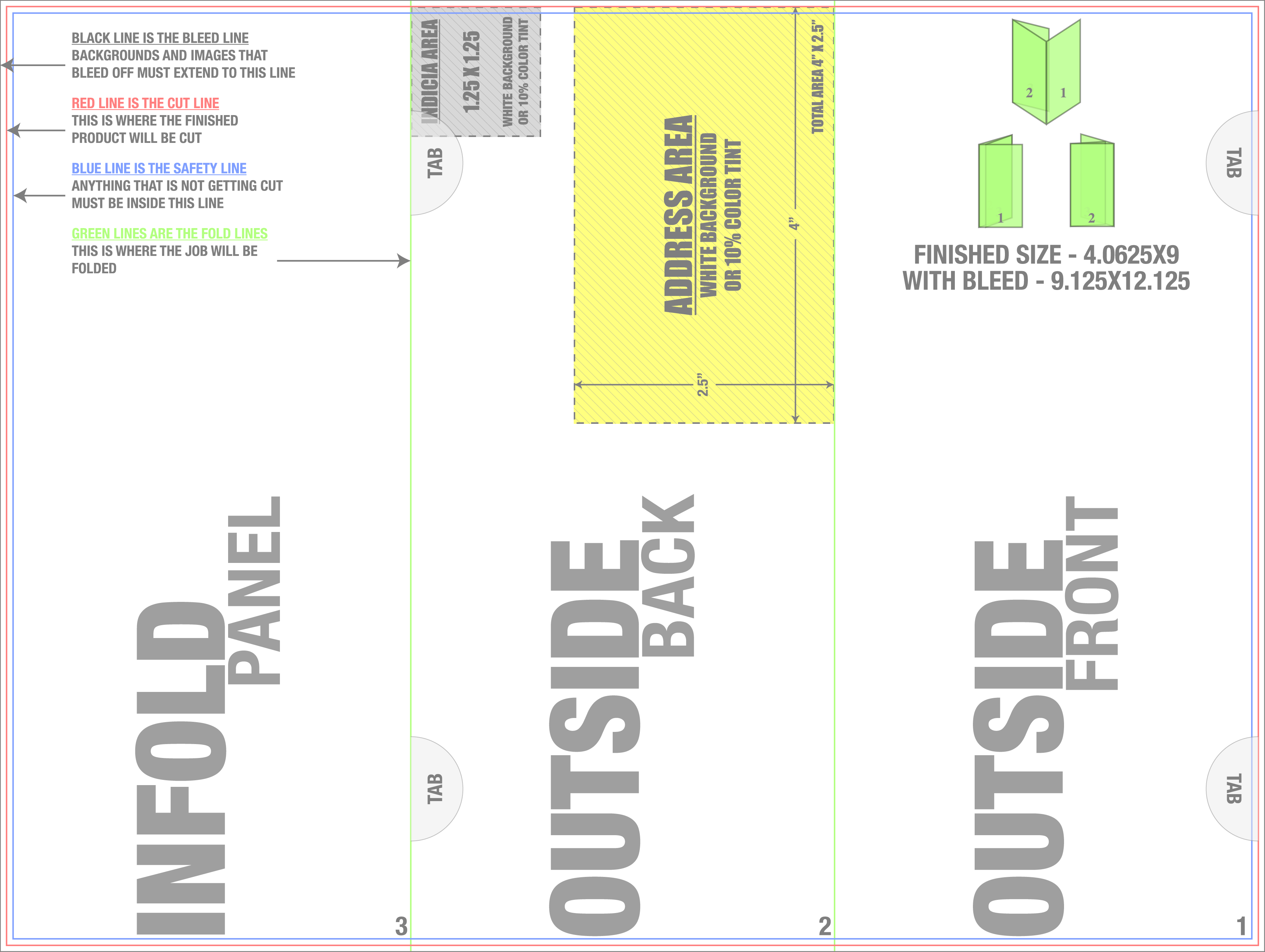 Direct Mail 9" x 12" Tri Fold Front/Outside (Horizontal) template