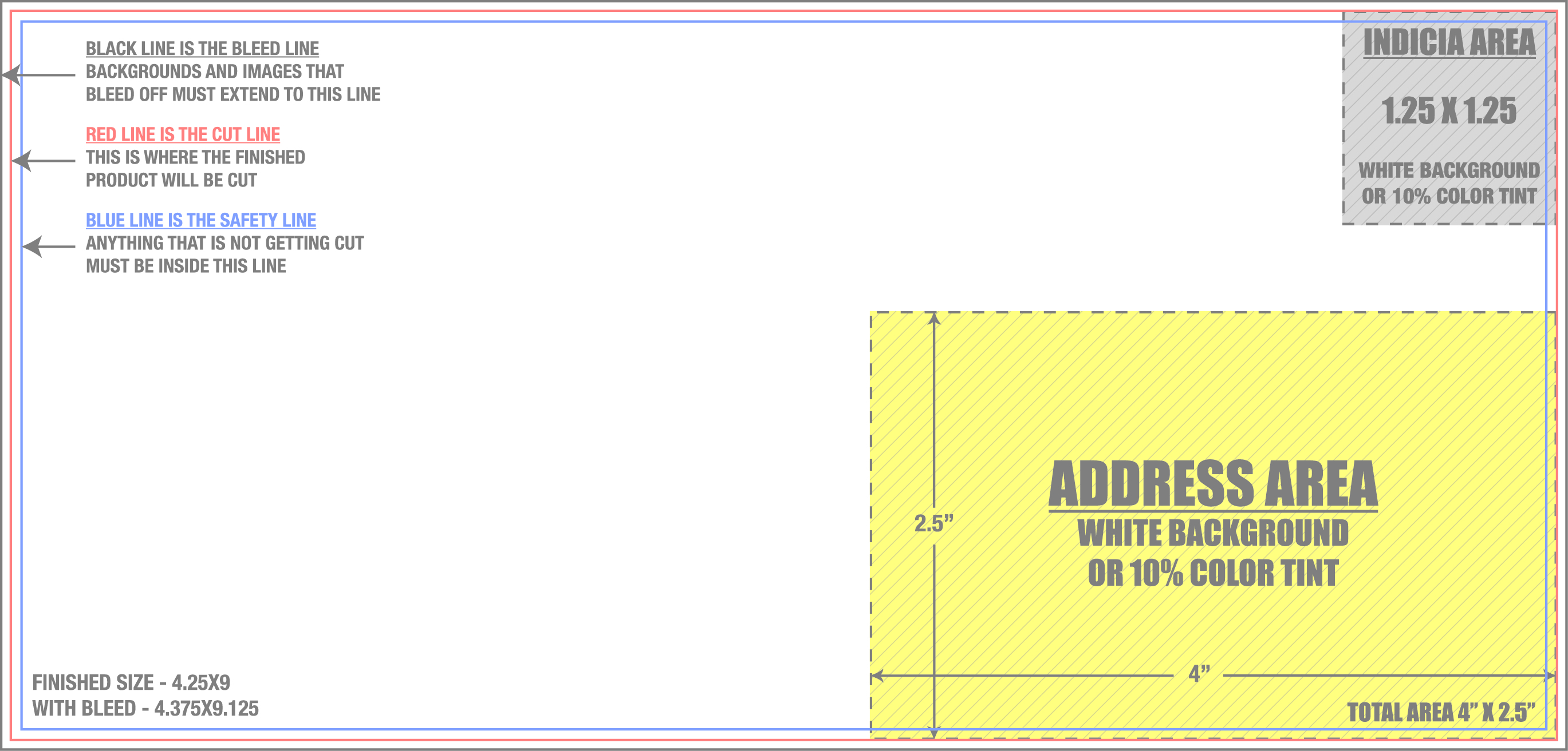 Direct Mail 4.25" x 9" Horizontal template