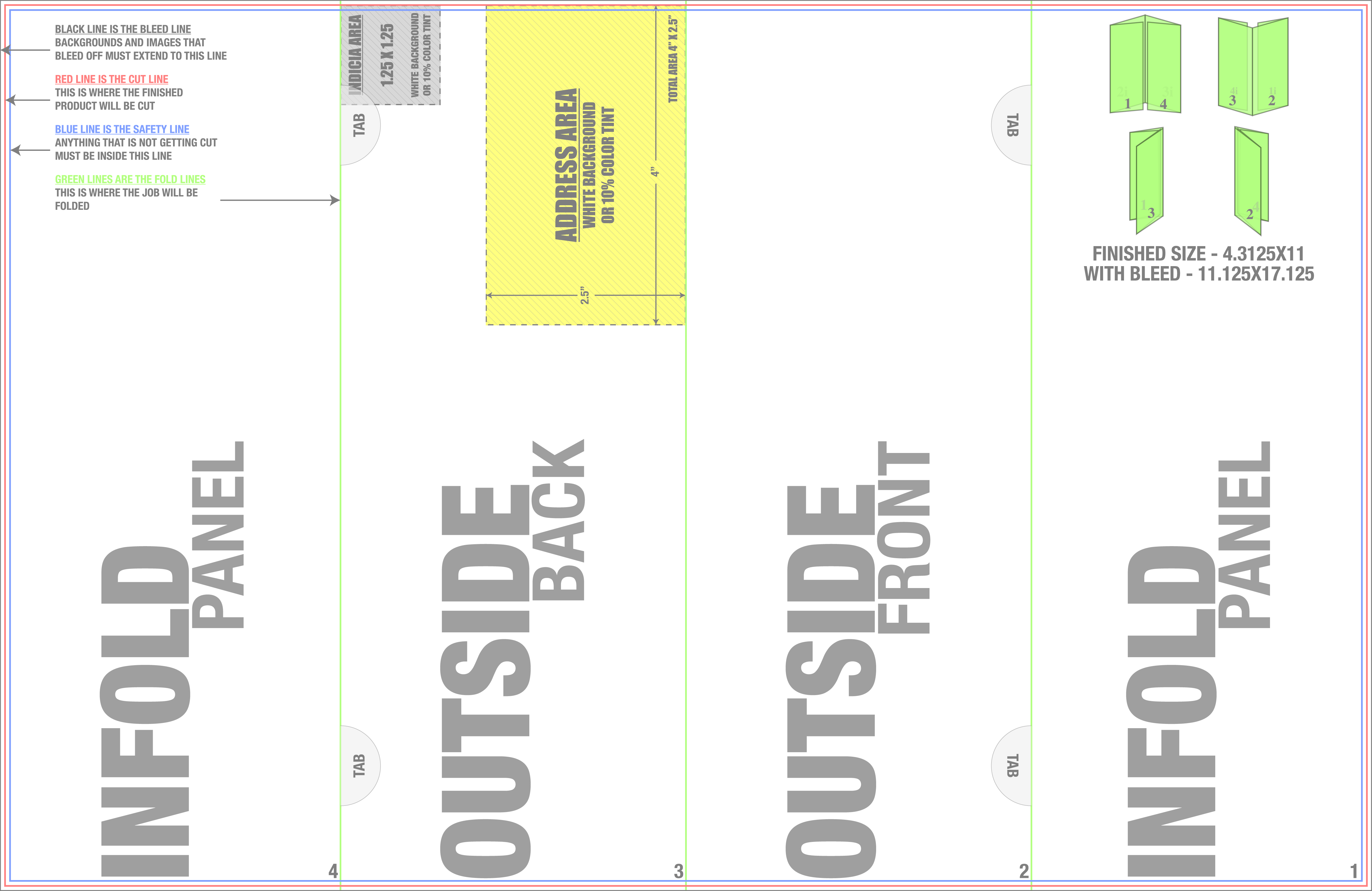 Direct Mail 11" x 17" Double Gate Fold template
