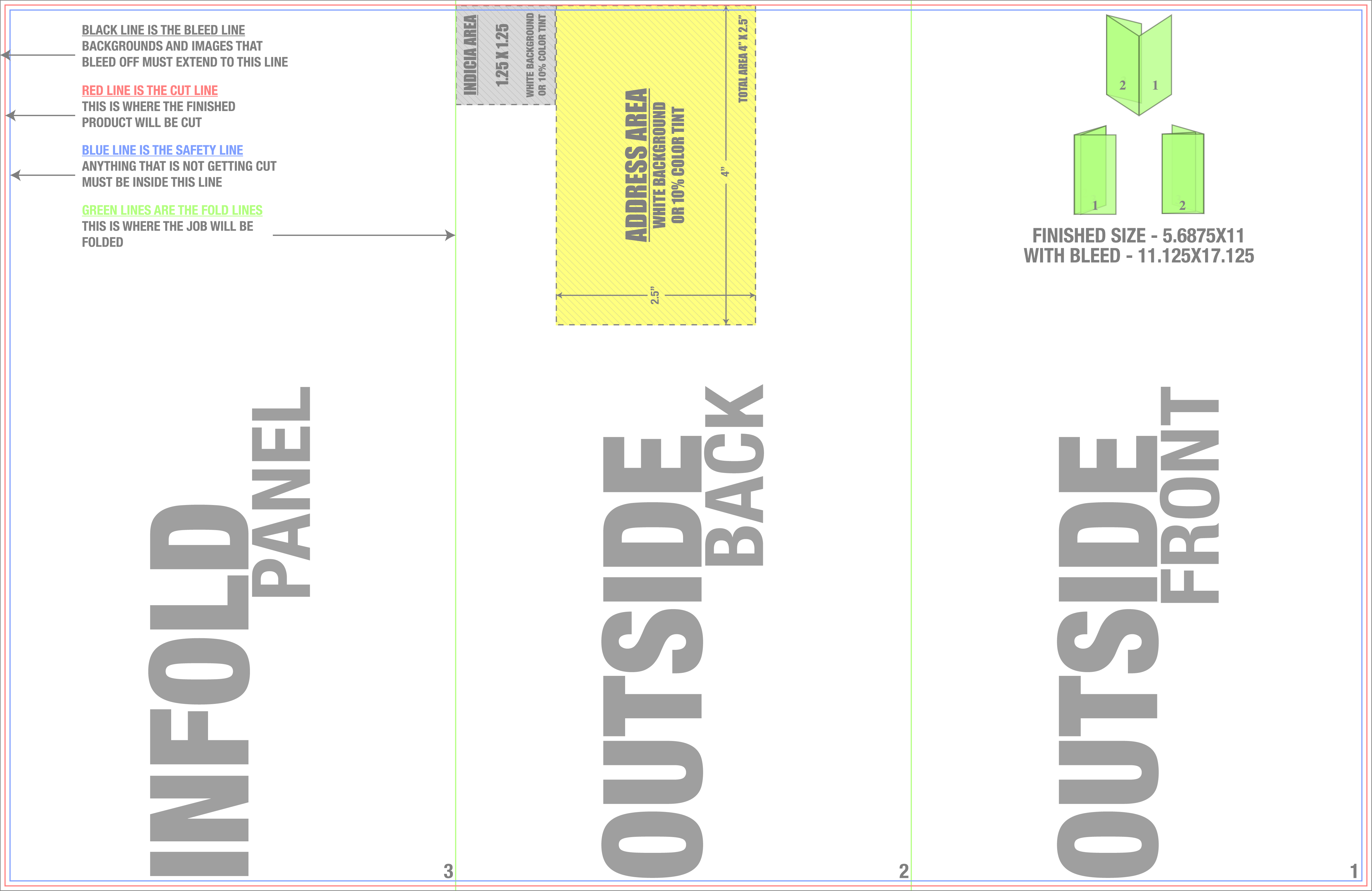 Direct Mail 11" x 17" Tri Fold Front/Outside (Horizontal) template