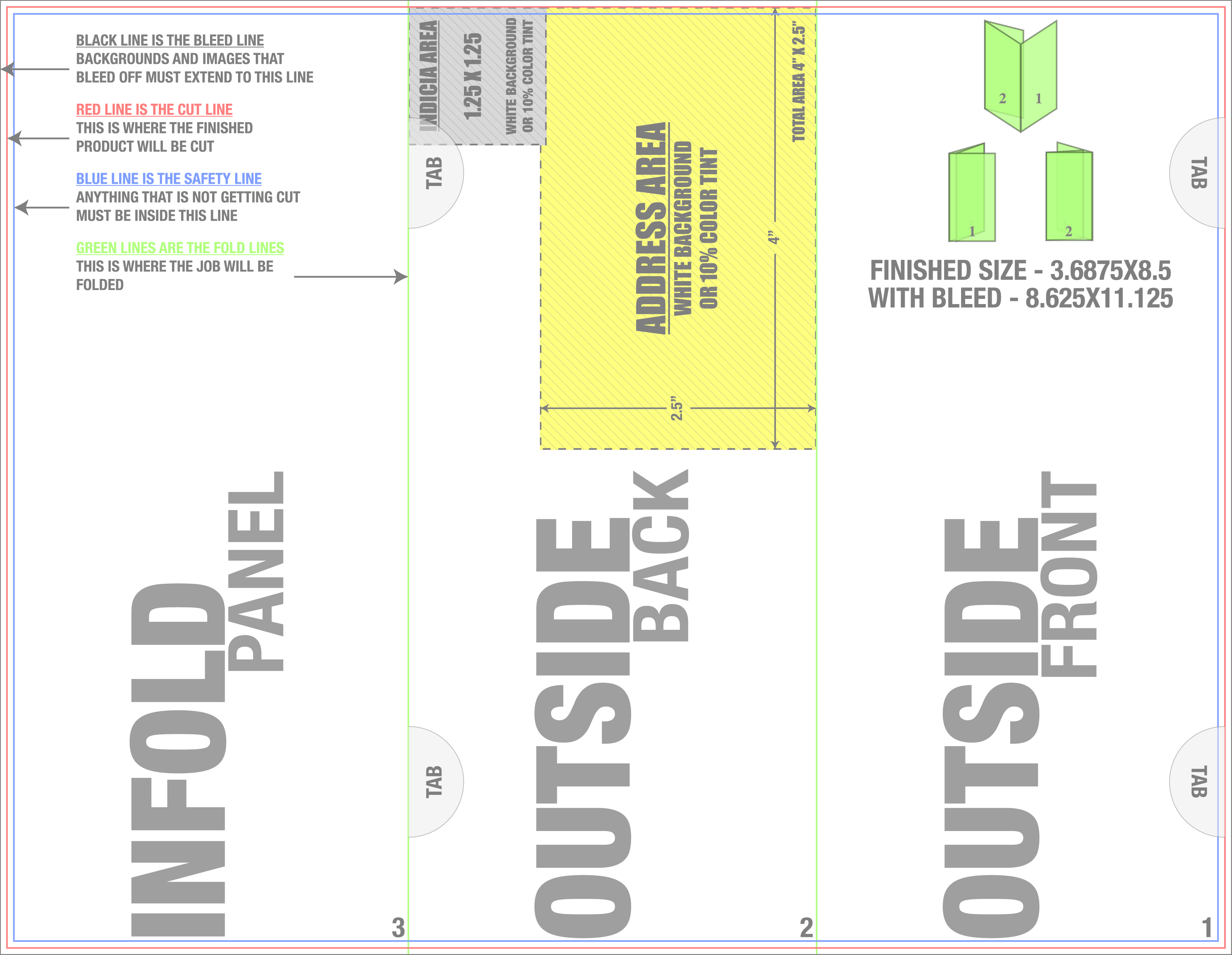 Direct Mail 8.5" x 11" Tri Fold Front/Outside (Horizontal) template