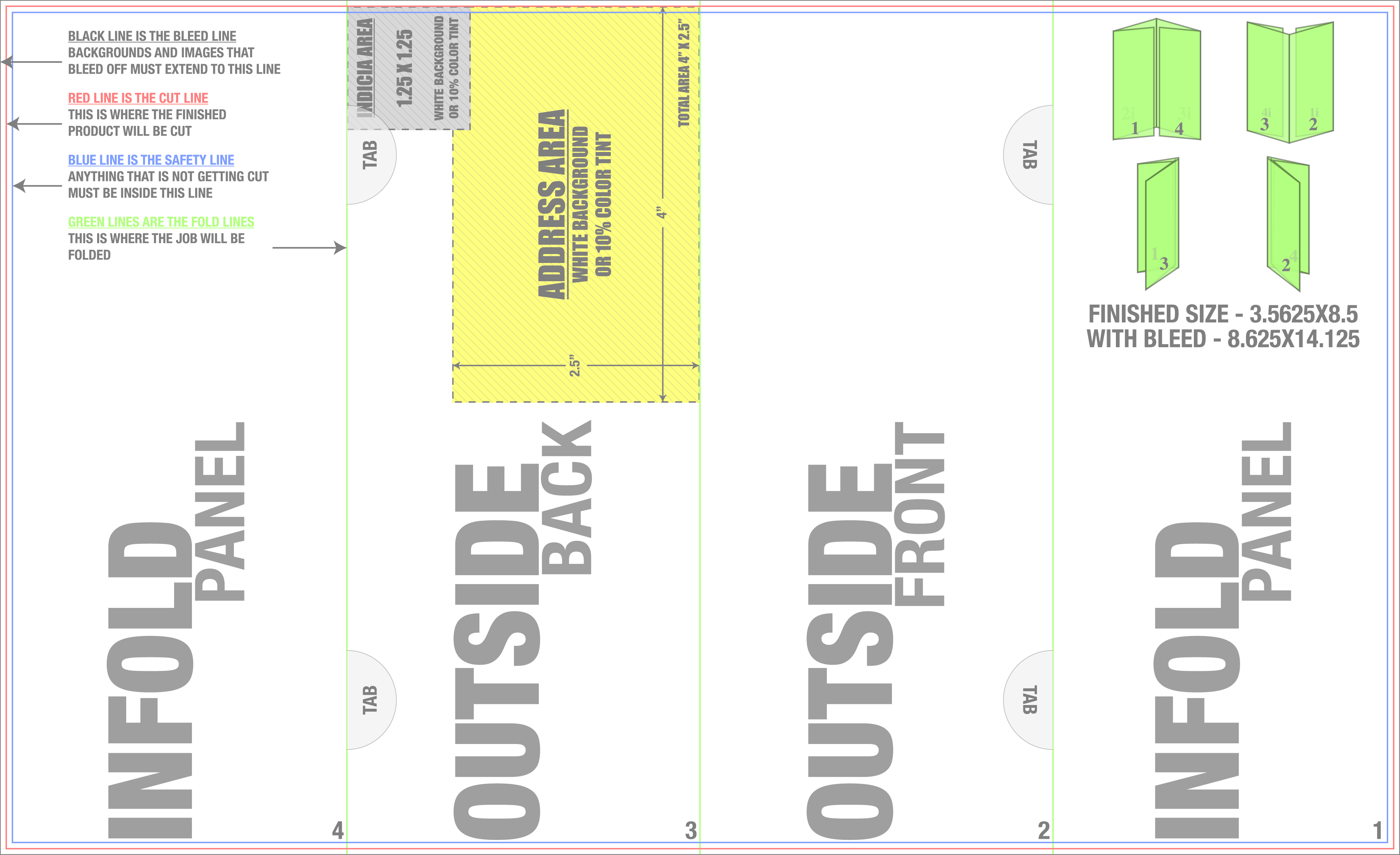 Direct Mail 8.5" x 14" Double Gate Fold template