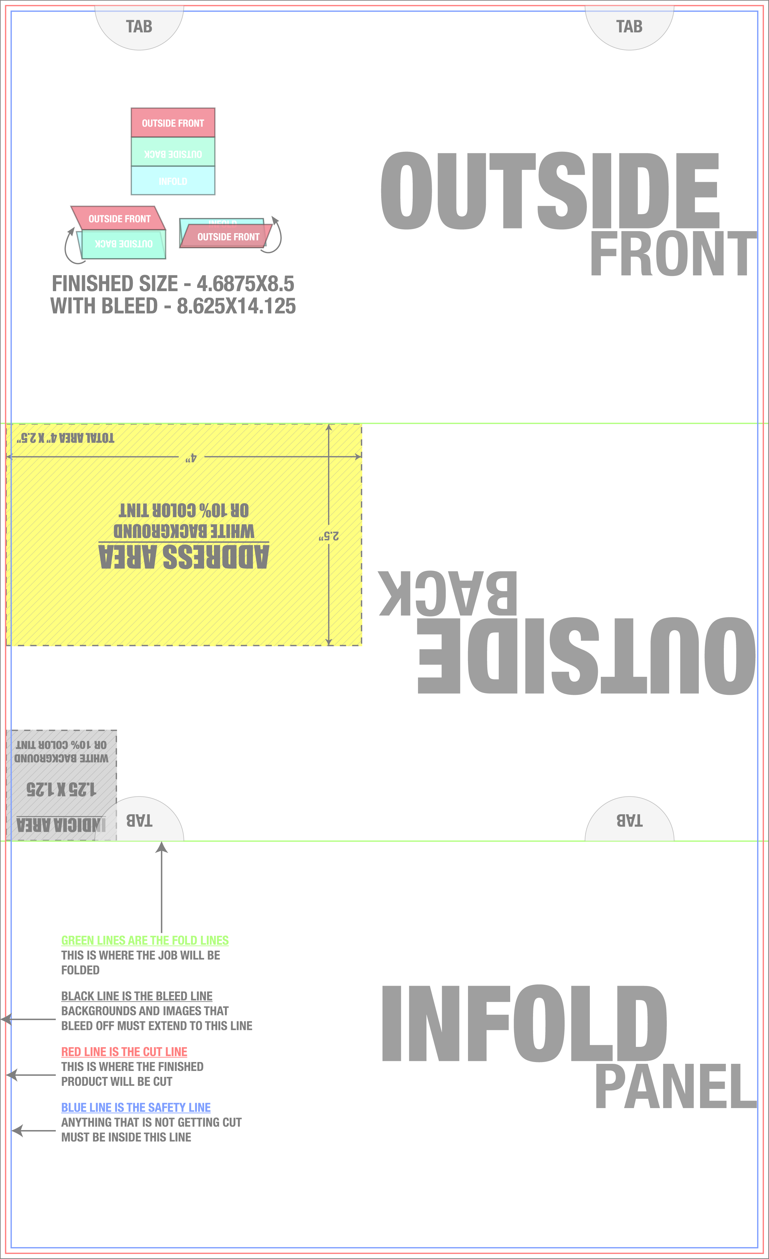 Direct Mail 8.5" x 14" Tri Fold Front/Outside (Vertical) template