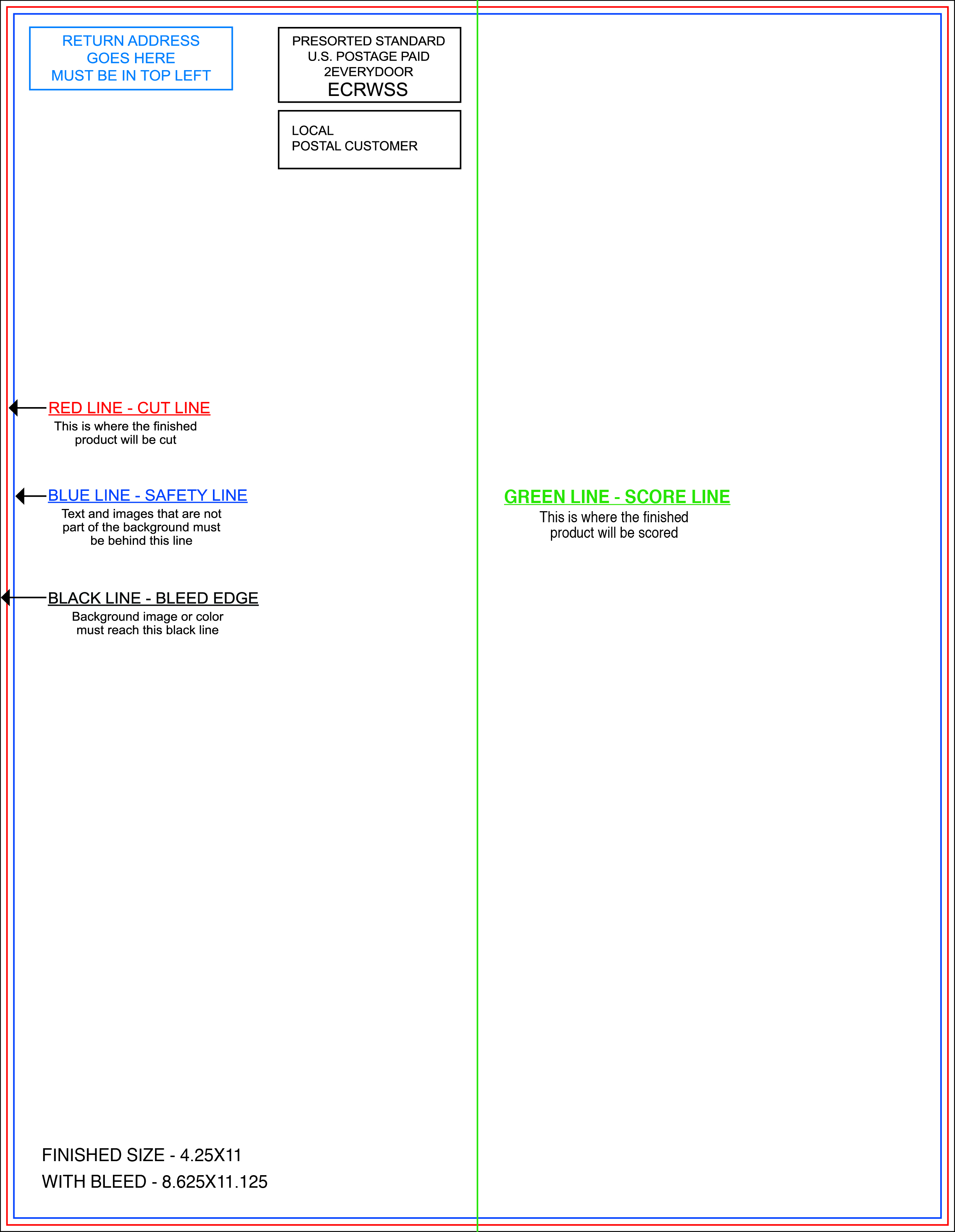 EDDM 8.5" x 11" Vertical Half Fold/Front template