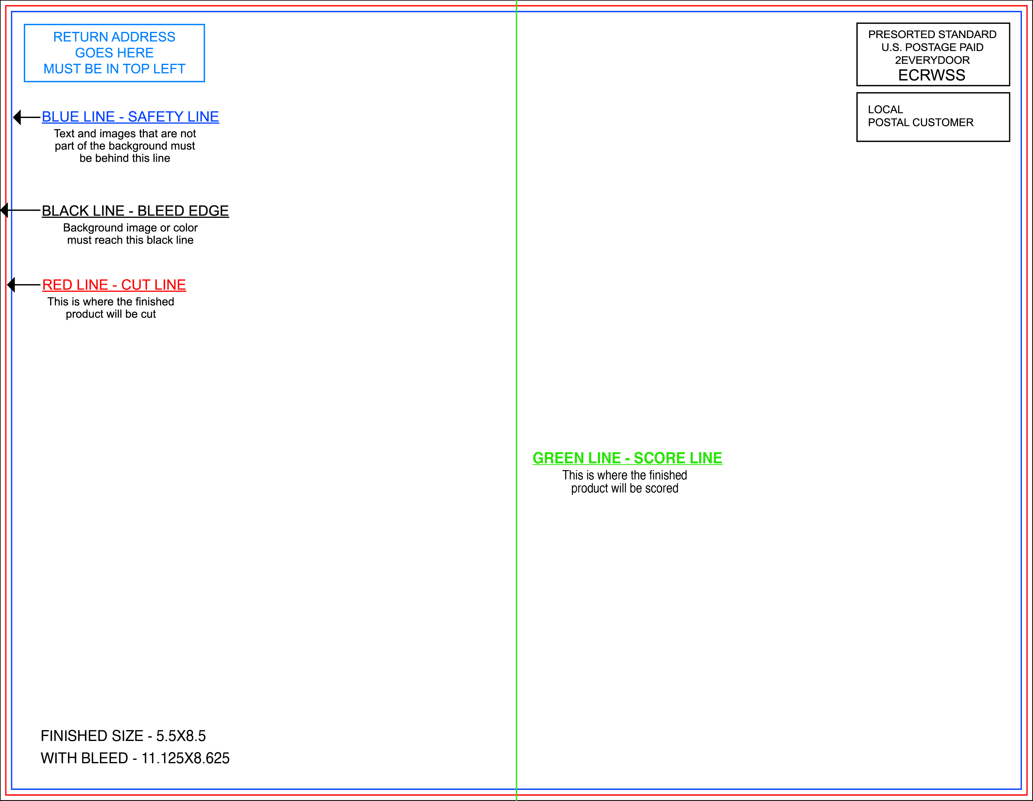 EDDM 8.5" x 11" Horizontal Half Fold/Front template