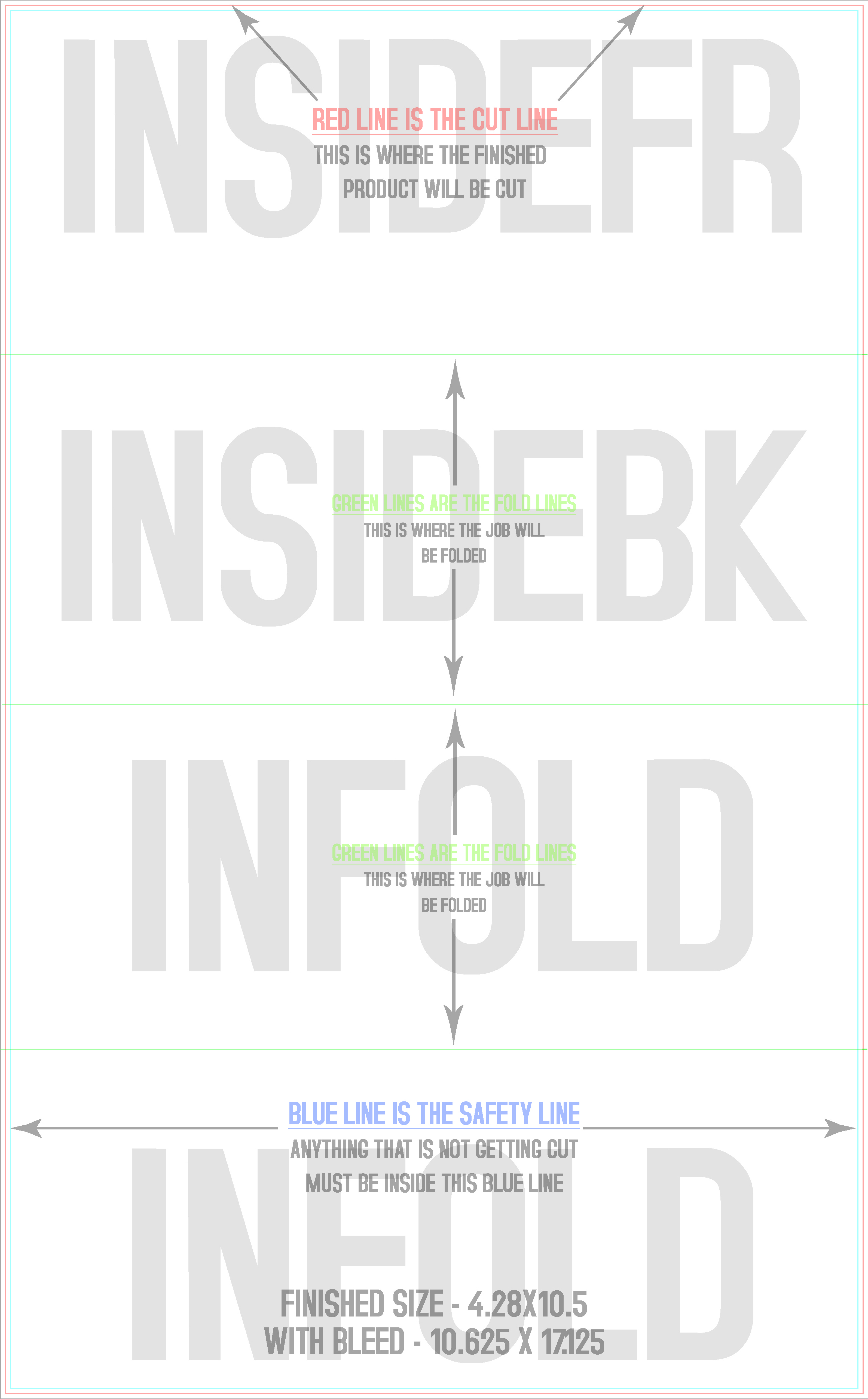 Flyers and Brochures 10.5" x 17" Double Parallel Fold Back/Inside (Vertical) template