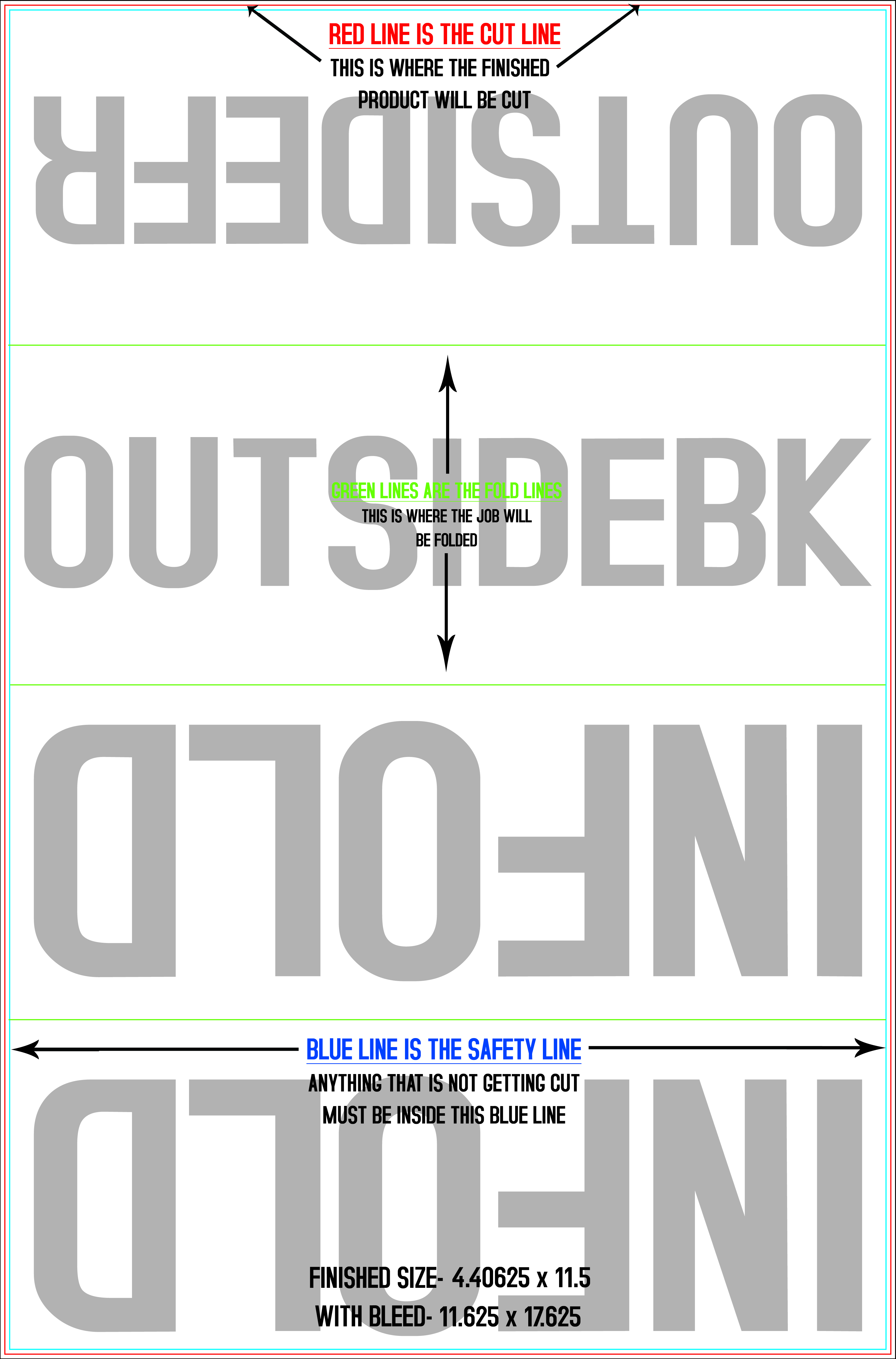 Flyers and Brochures 11.5" x 17.5" Double Parallel Fold Front/Outside (Vertical) template
