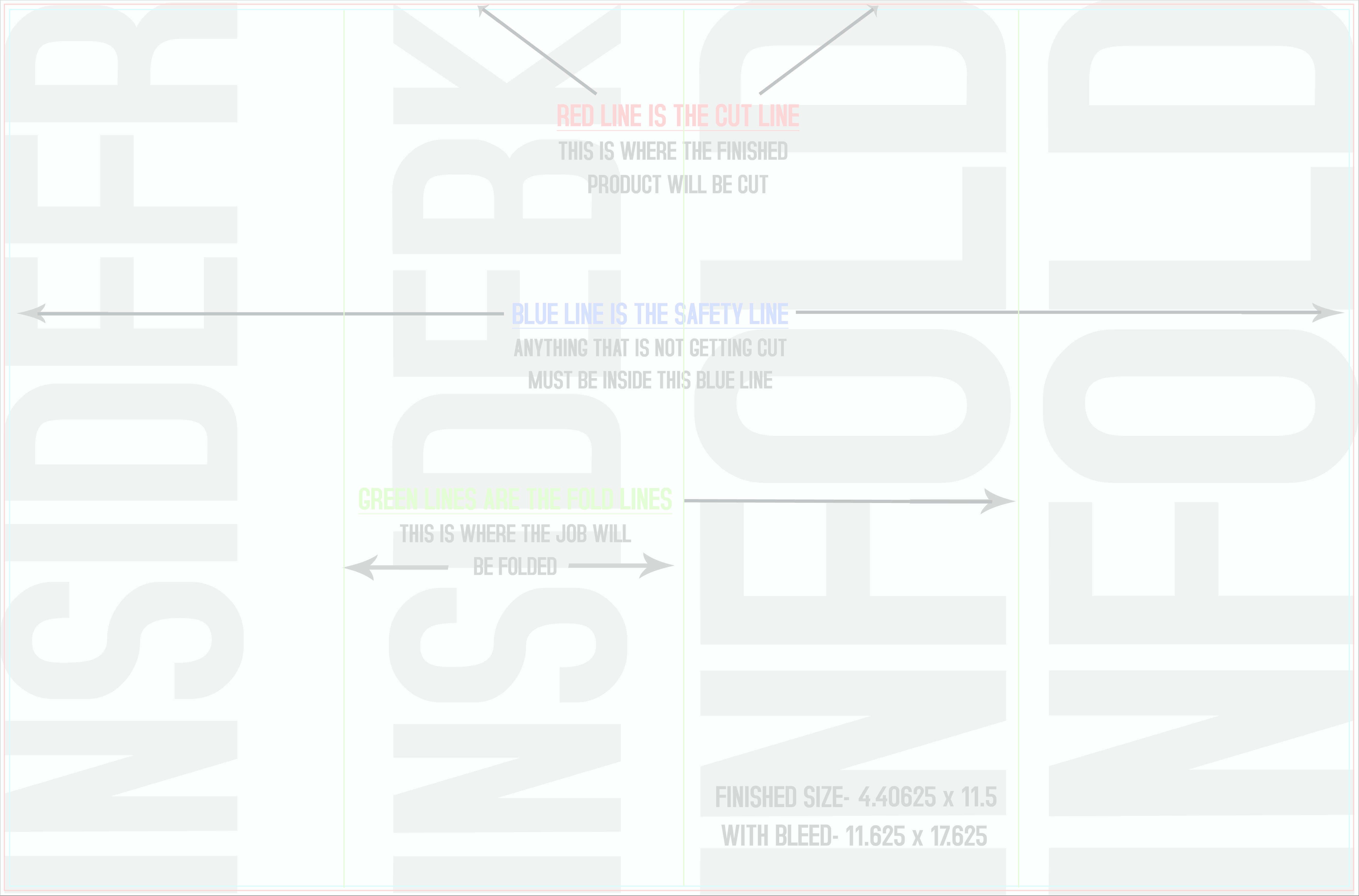 Flyers and Brochures 11.5" x 17.5" Double Parallel Fold Back/Inside (Horizontal) template