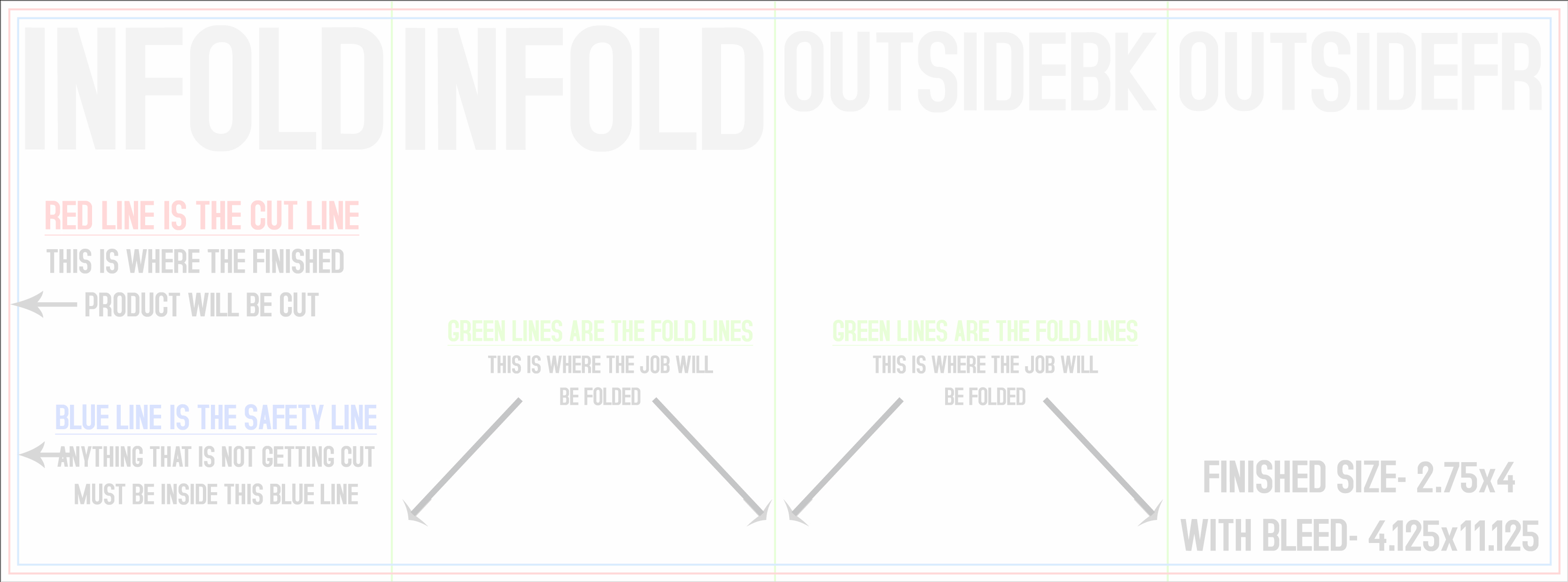 Flyers and Brochures 4" x 11" Double Parallel Fold Front/Outside (Horizontal) template