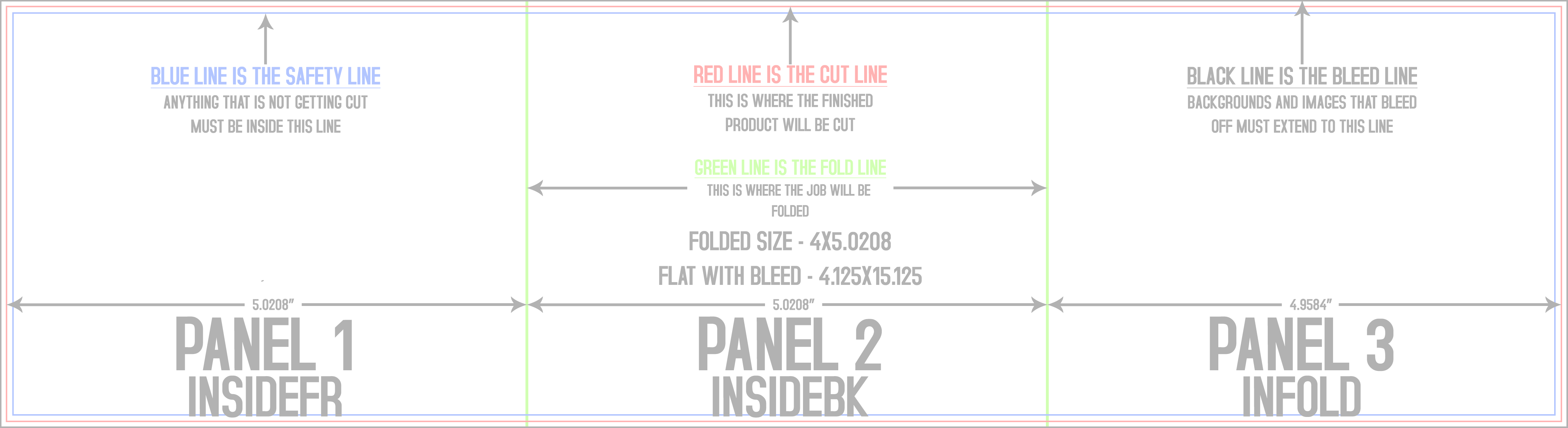 Flyers and Brochures 4" x 15" Tri Fold Back/Inside (Horizontal) template