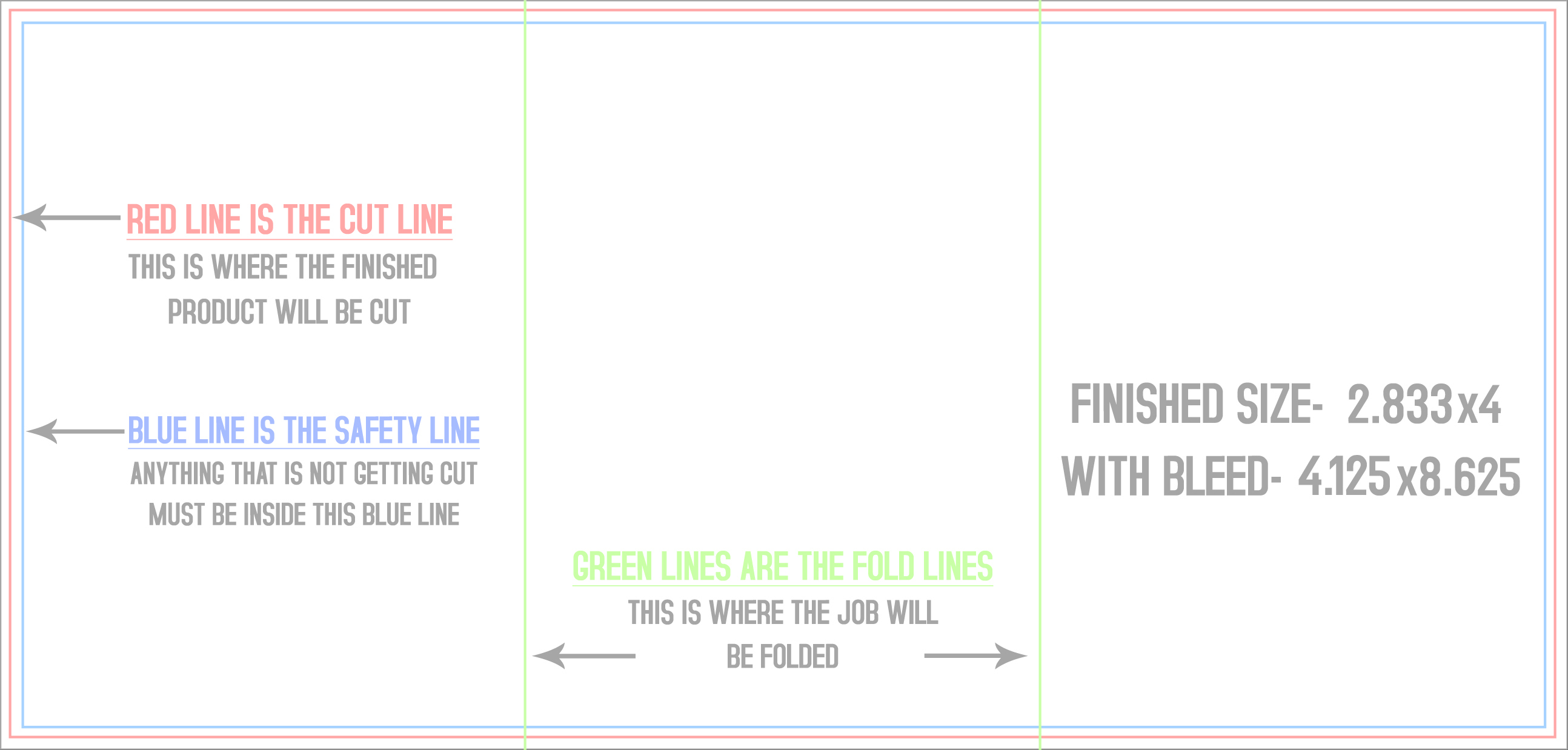 Flyers and Brochures 4" x 8.5" Z Fold (Horizontal) template