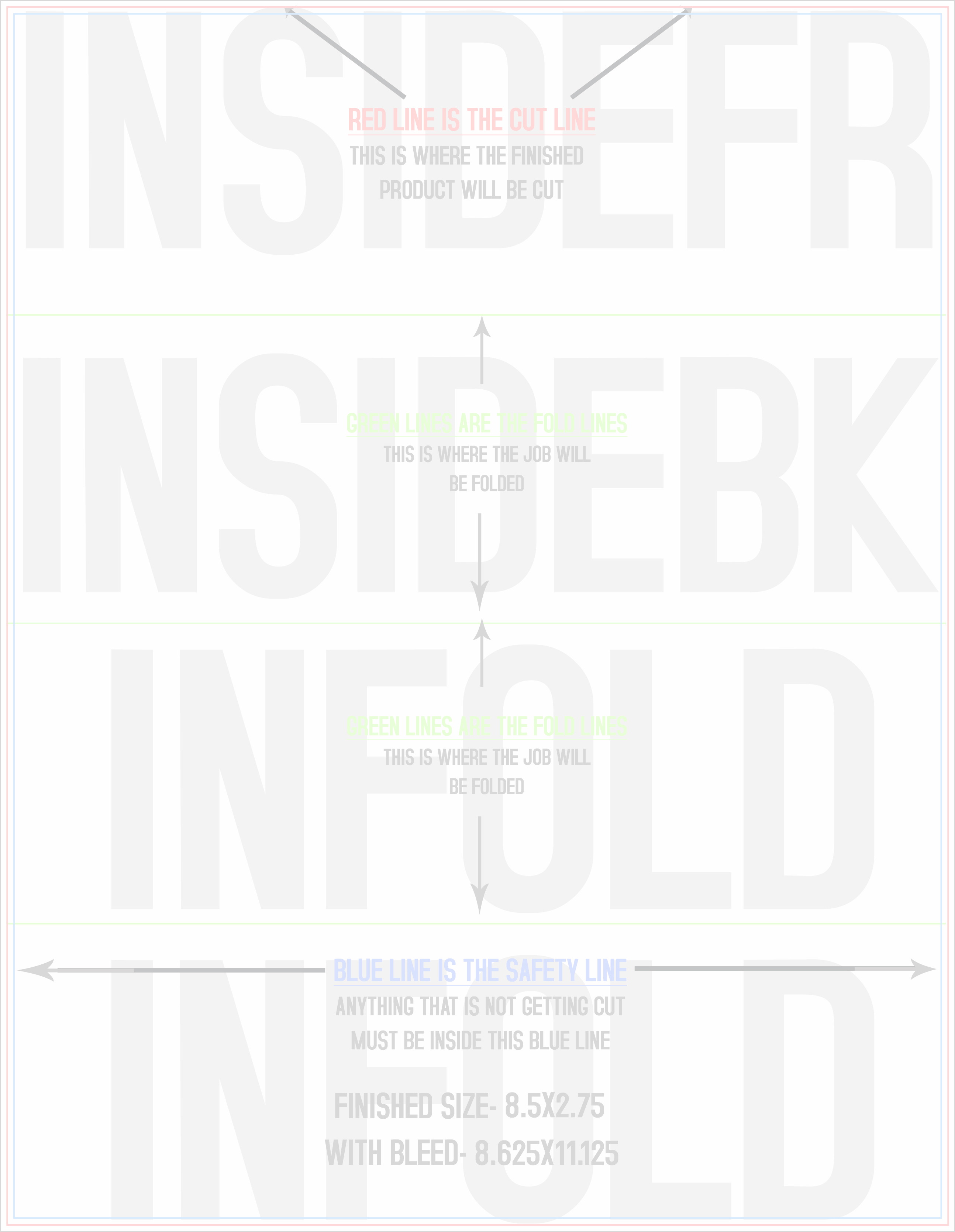 Flyers and Brochures 8.5" x 11" Double Parallel Fold Back/Inside (Vertical) template