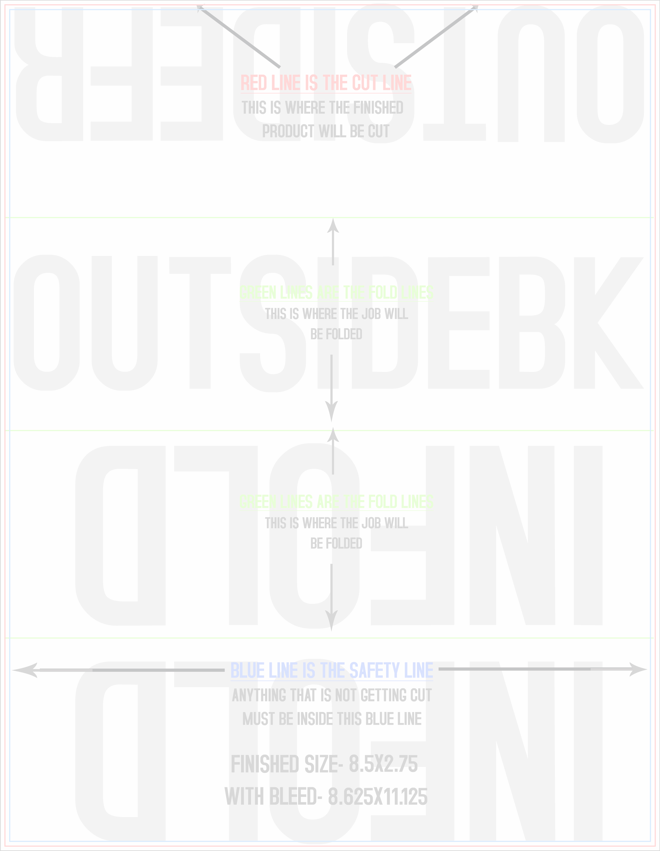 Flyers and Brochures 8.5" x 11" Double Parallel Fold Front/Outside (Vertical) template