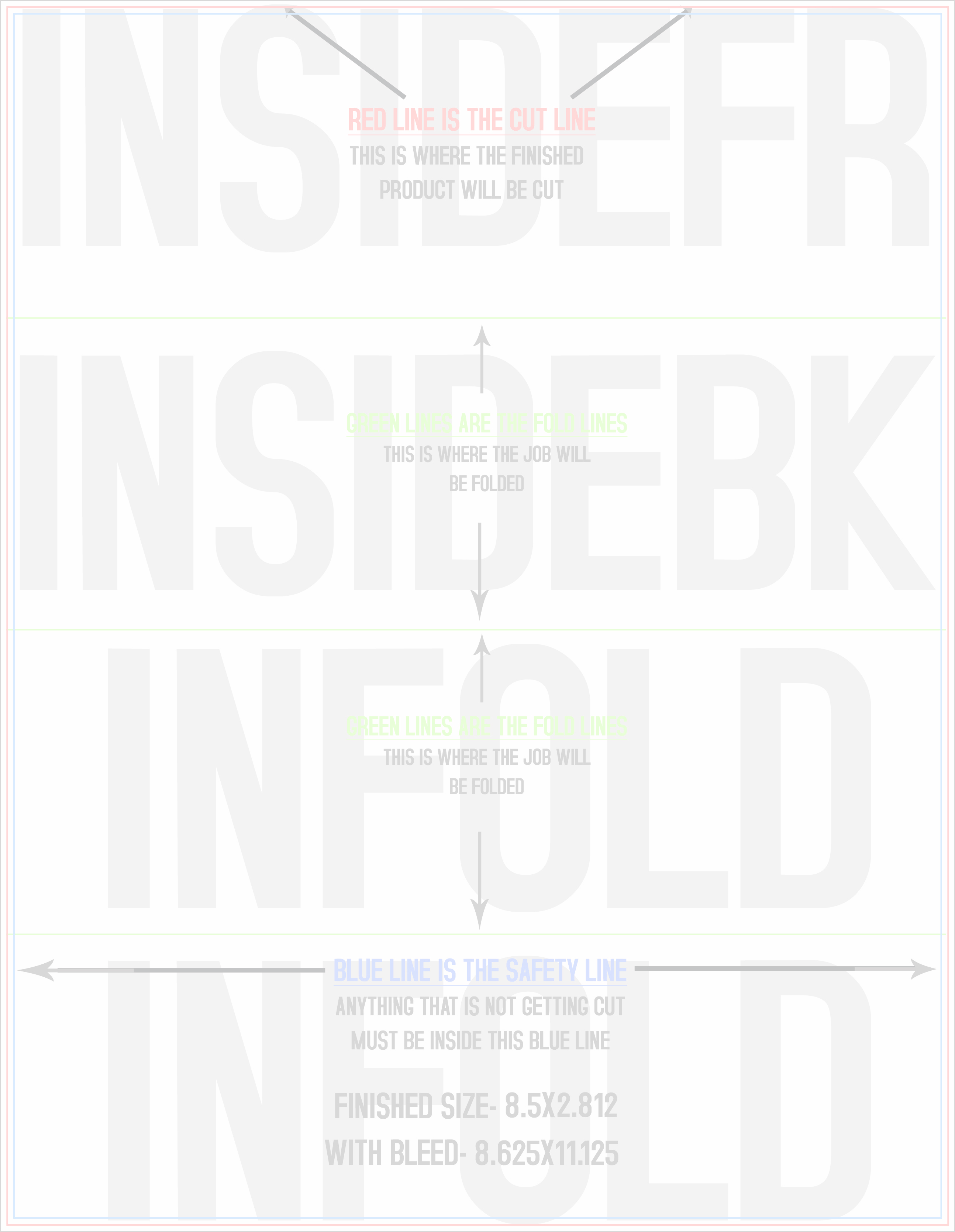 Flyers and Brochures 8.5" x 11" Roll Fold Back/Inside (Vertical) template