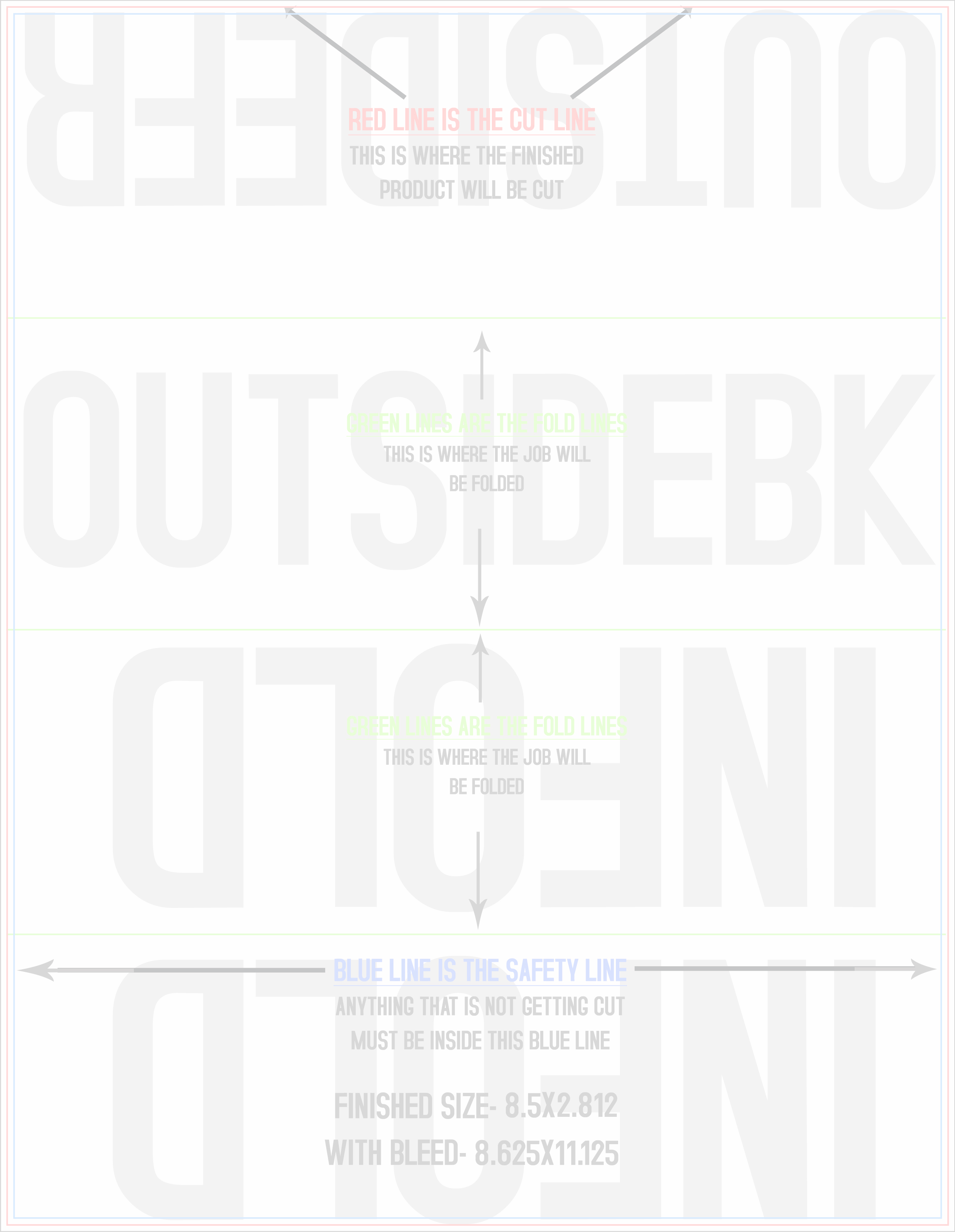 Flyers and Brochures 8.5" x 11" Roll Fold Front/Outside (Vertical) template
