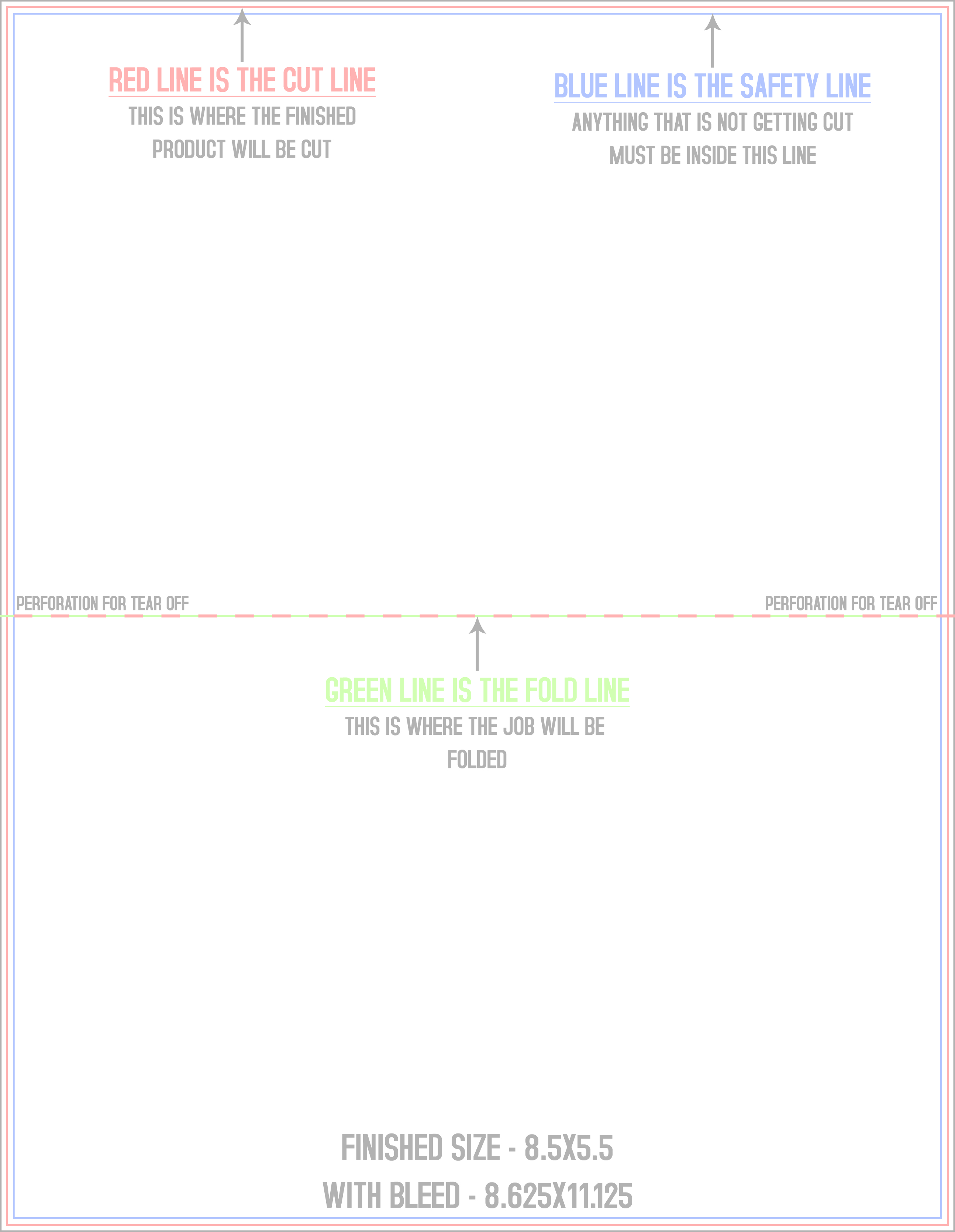 Flyers and Brochures 8.5" x 11" Half Fold and Perf on Fold (Horizontal) Portrait template