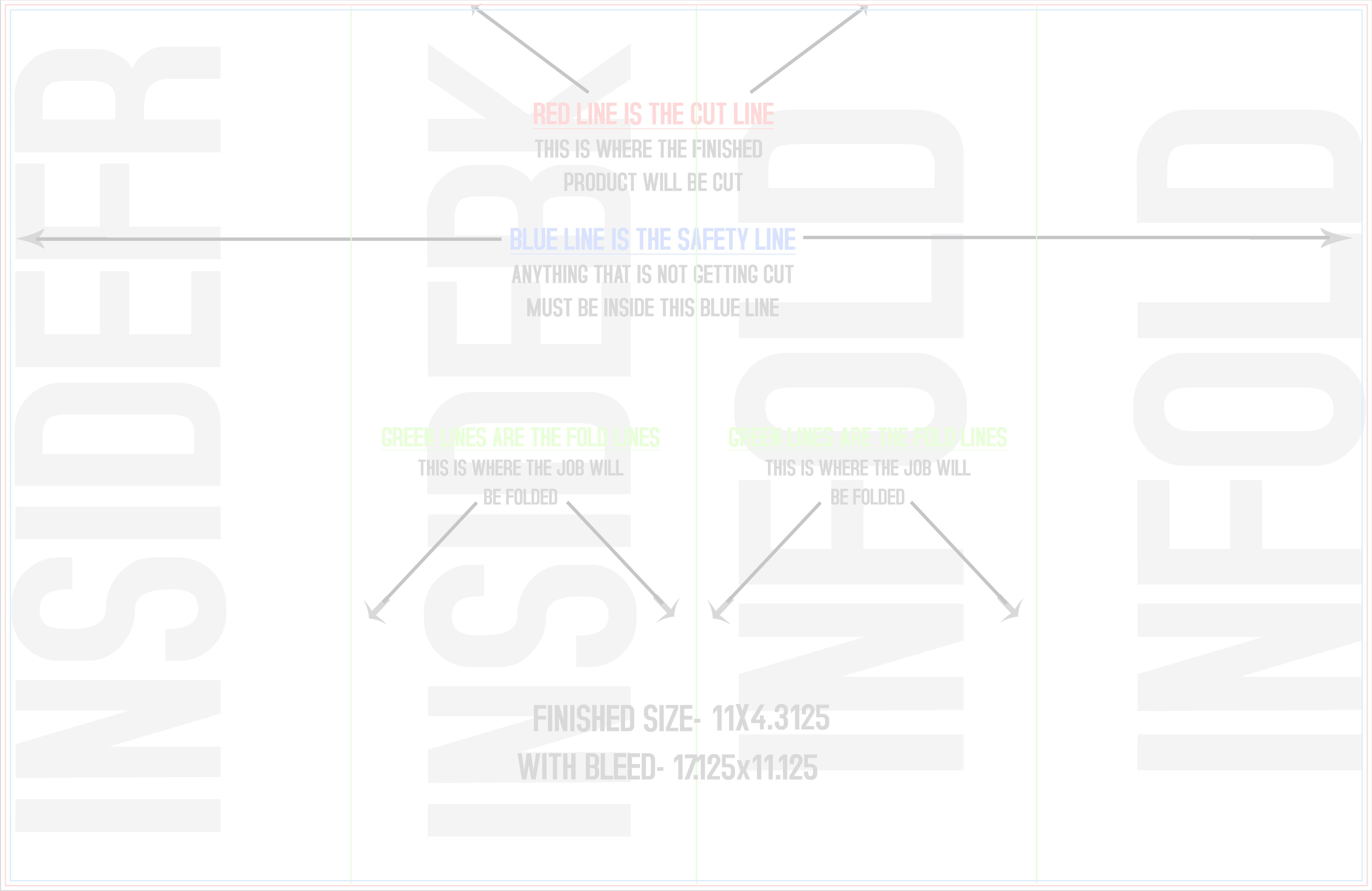 Flyers and Brochures 11" x 17" Roll Fold Back/Inside (Horizontal) template