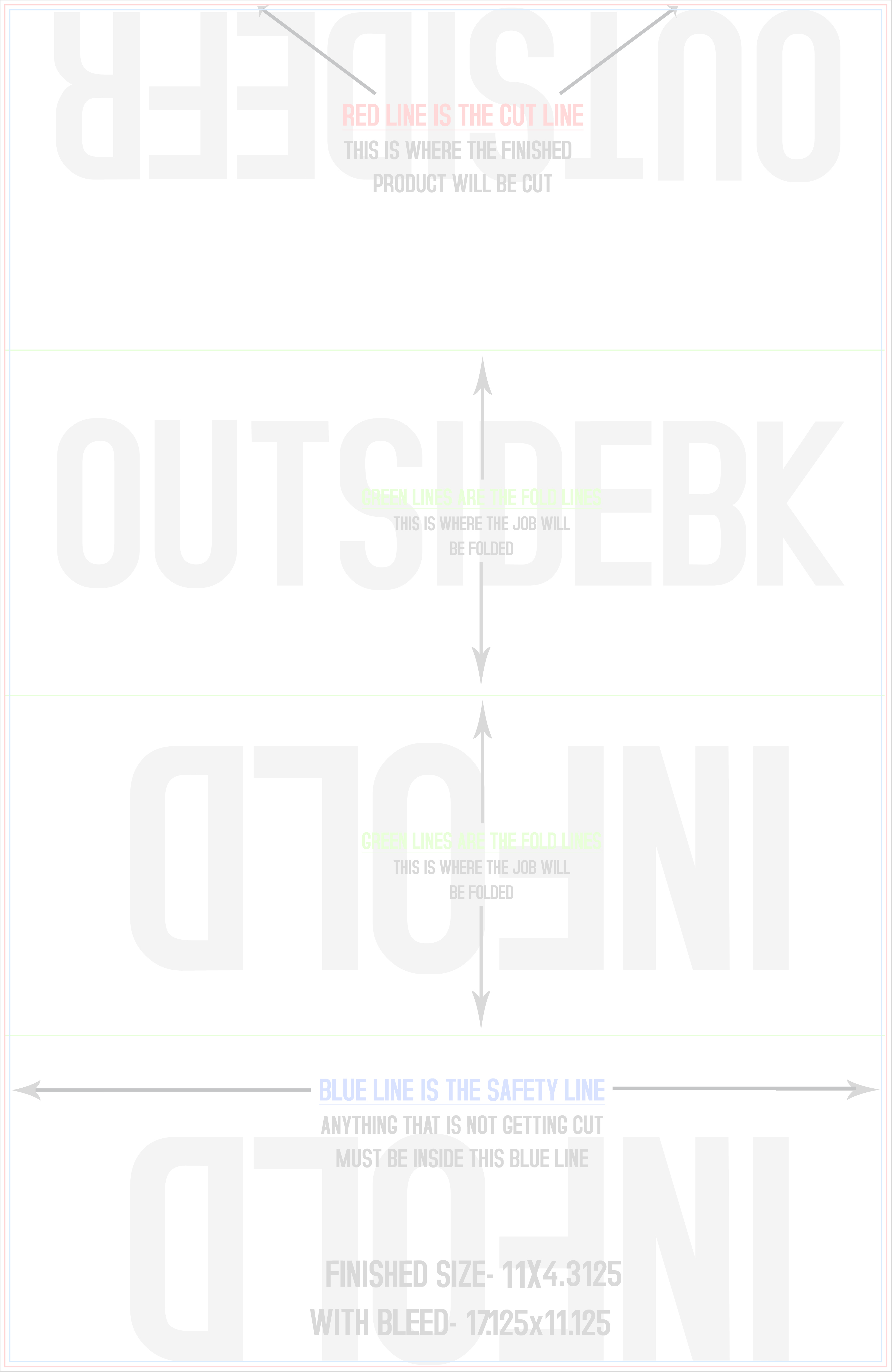Flyers and Brochures 11" x 17" Roll Fold Front/Outside (Vertical) template
