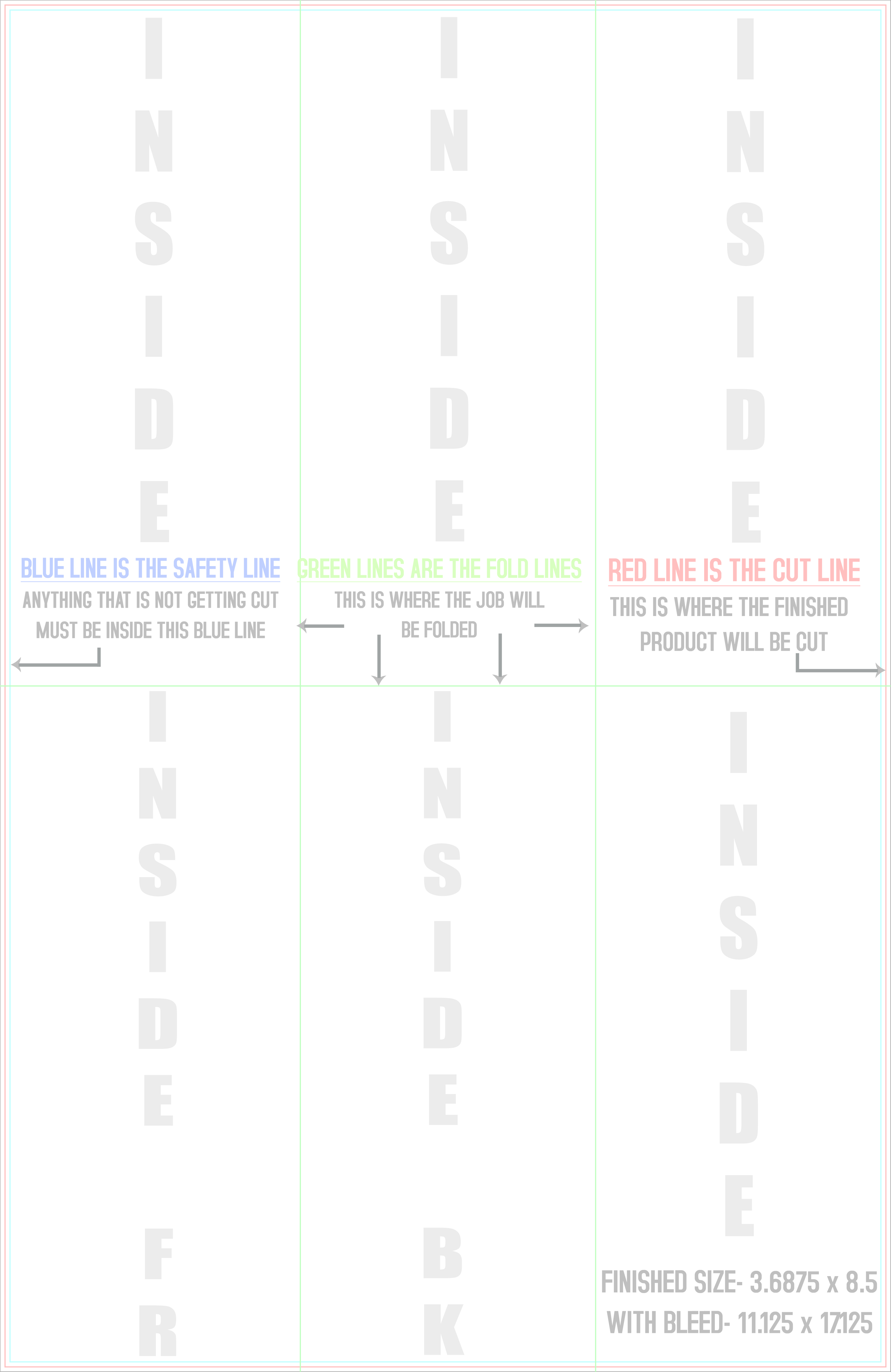 Flyers and Brochures 11" x 17" Half Fold - Tri Fold Back/Inside template