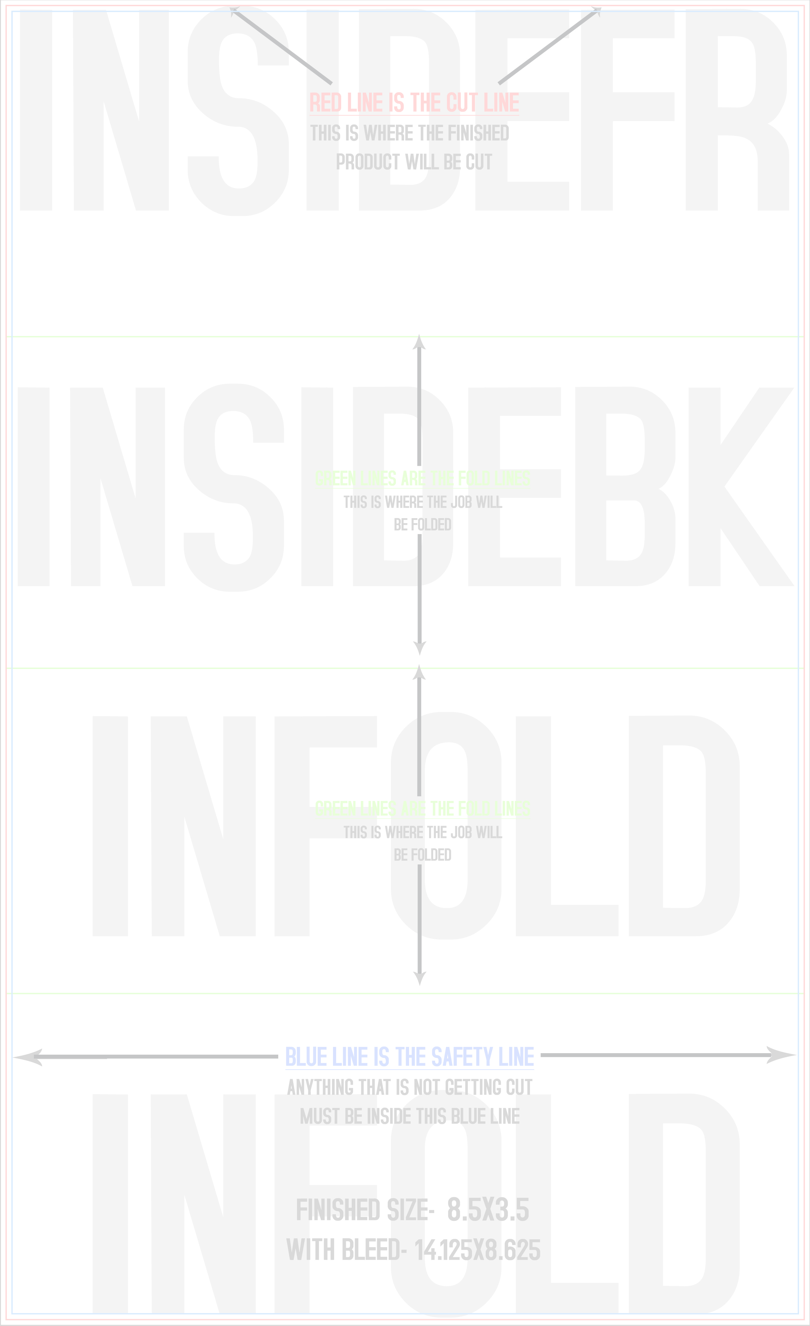 Flyers and Brochures 8.5" x 14" Double Parallel Fold Back/Inside (Vertical) template
