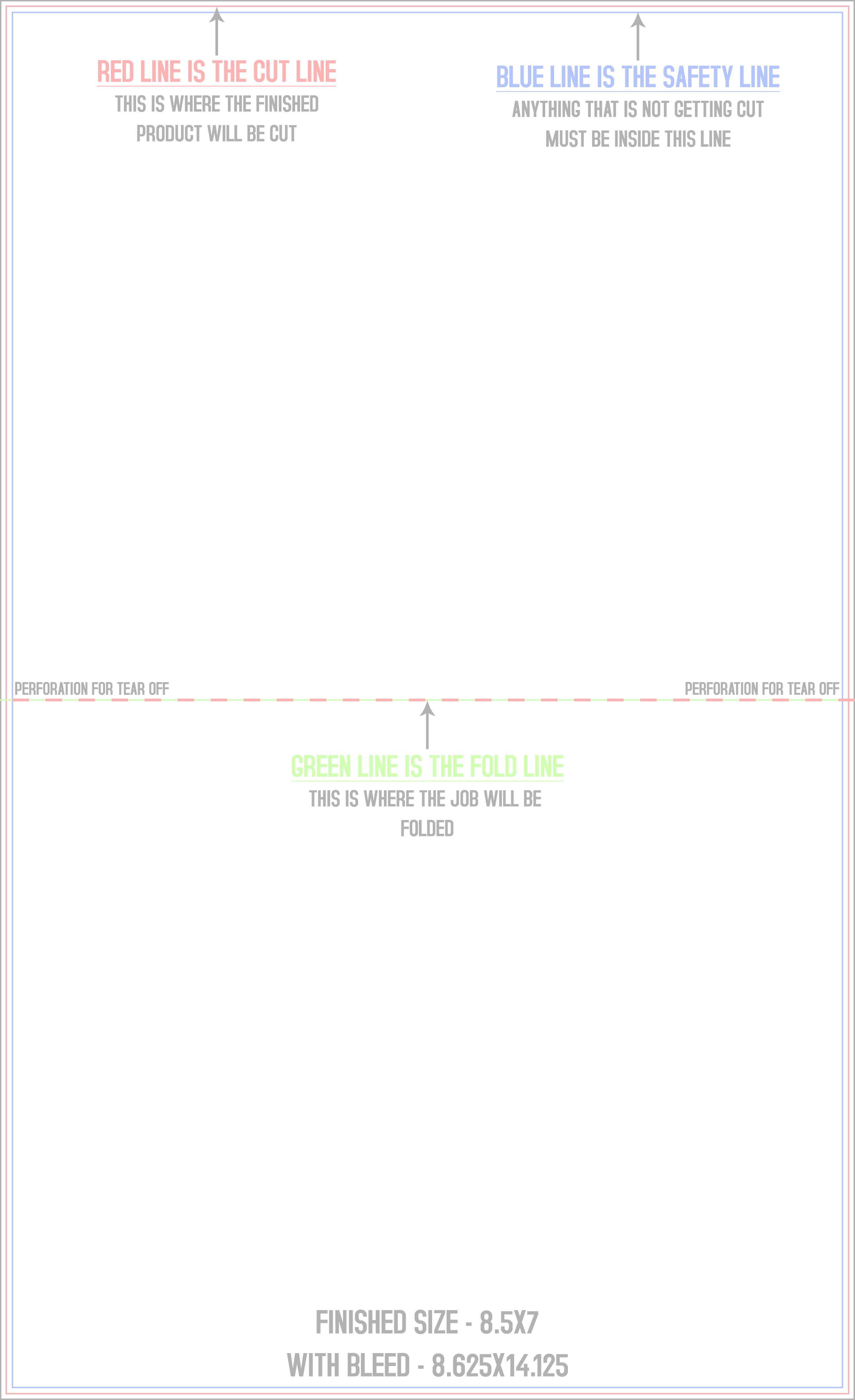 Flyers and Brochures 8.5" x 14" Half Fold and Perf on Fold (Horizontal) Portrait template