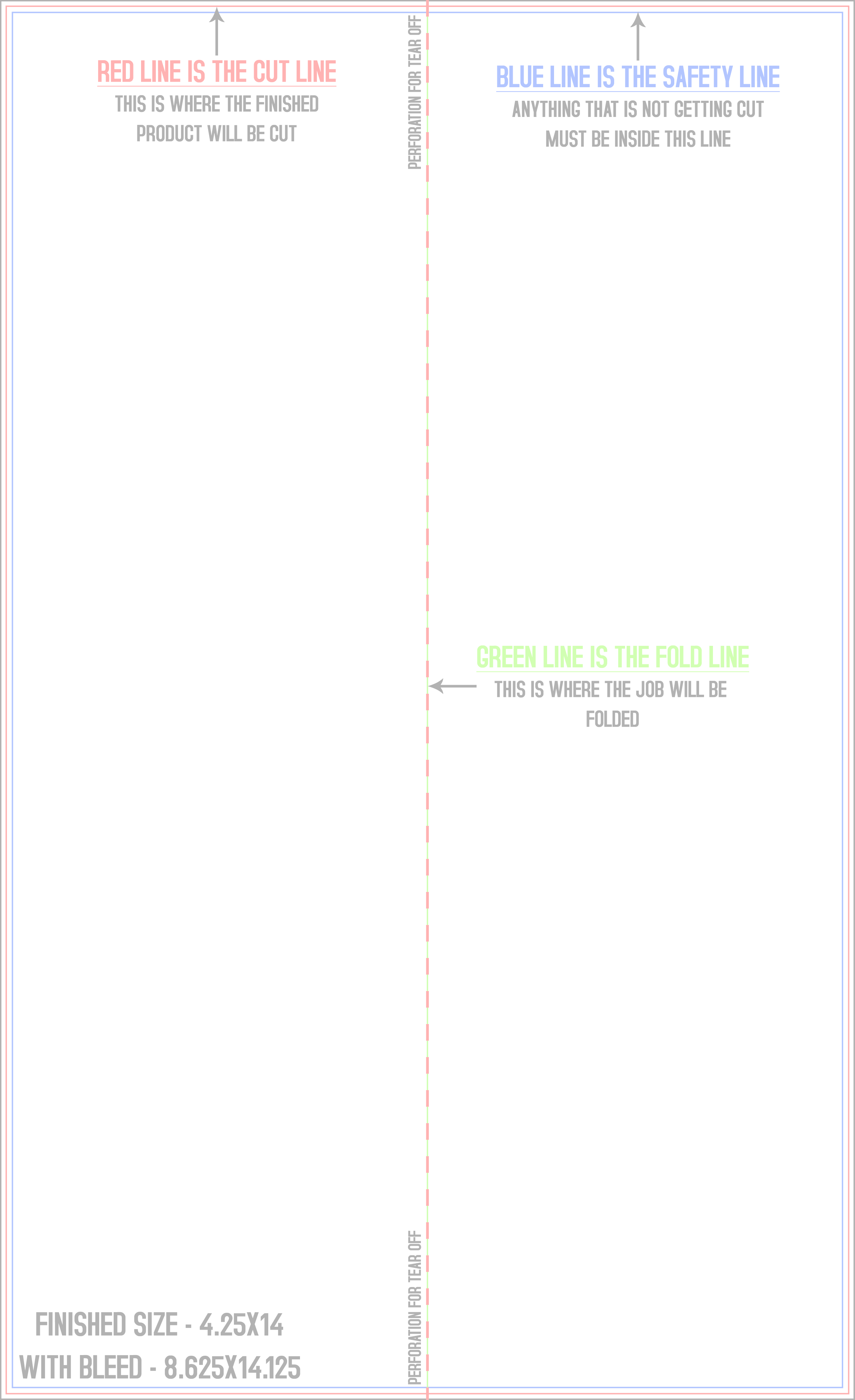 Flyers and Brochures 8.5" x 14" Half Fold and Perf on Fold (Vertical) Portrait template