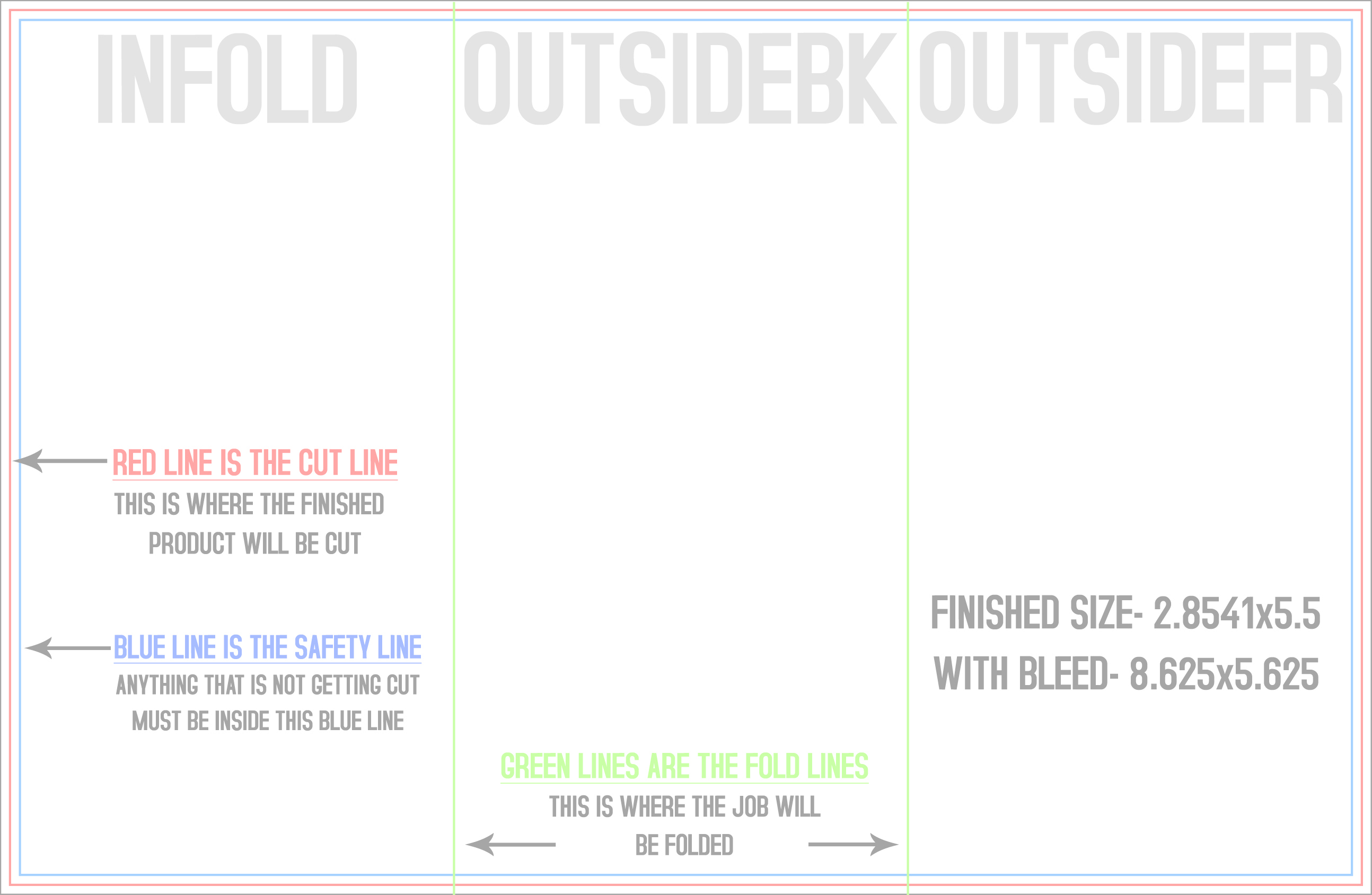 Flyers and Brochures 8.5" x 5.5" Tri Fold Front/Outside (Horizontal) template
