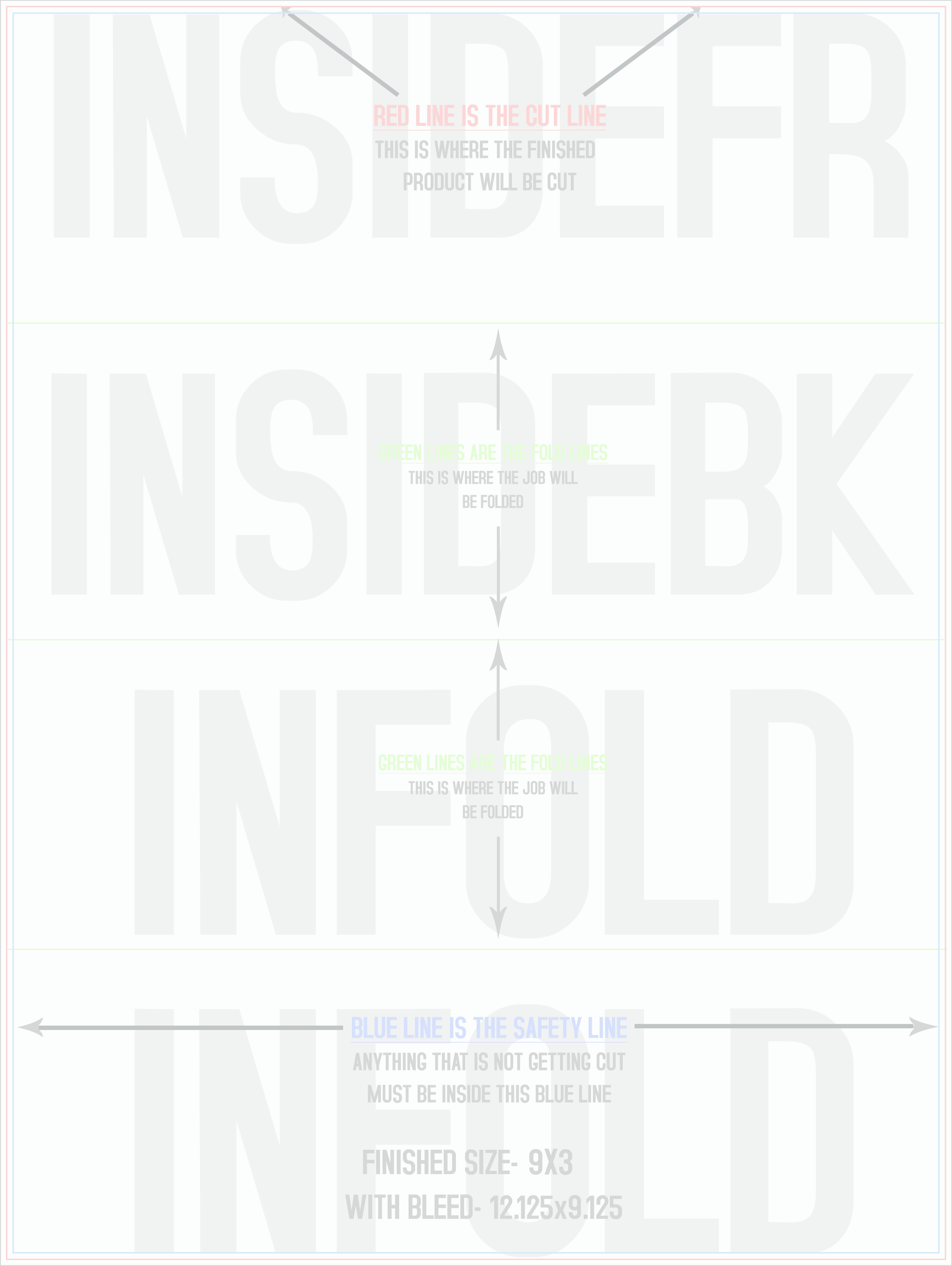 Flyers and Brochures 9" x 12" Double Parallel Fold Back/Inside (Vertical) template
