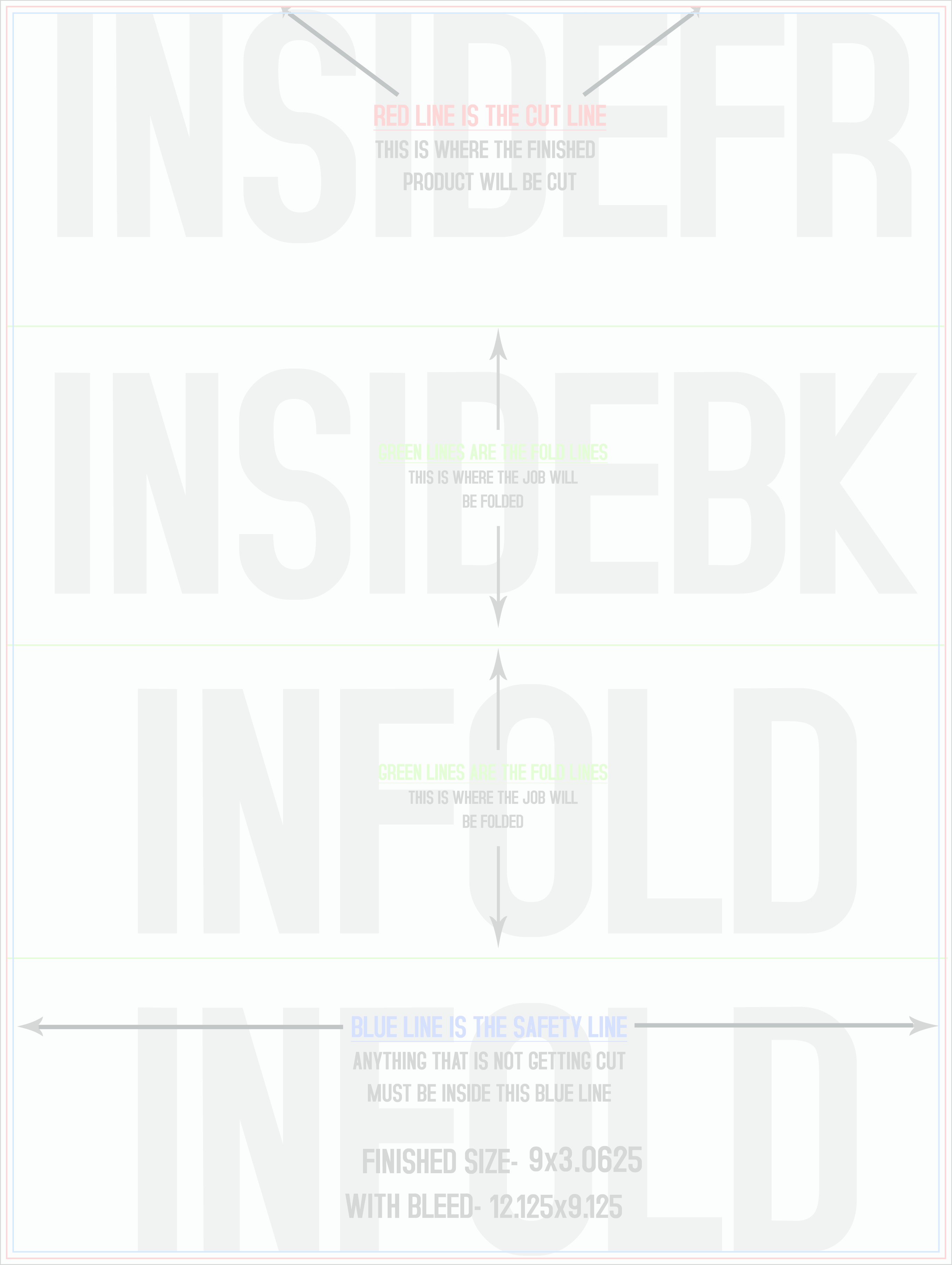 Flyers and Brochures 9" x 12" Roll Fold Back/Inside (Vertical) template