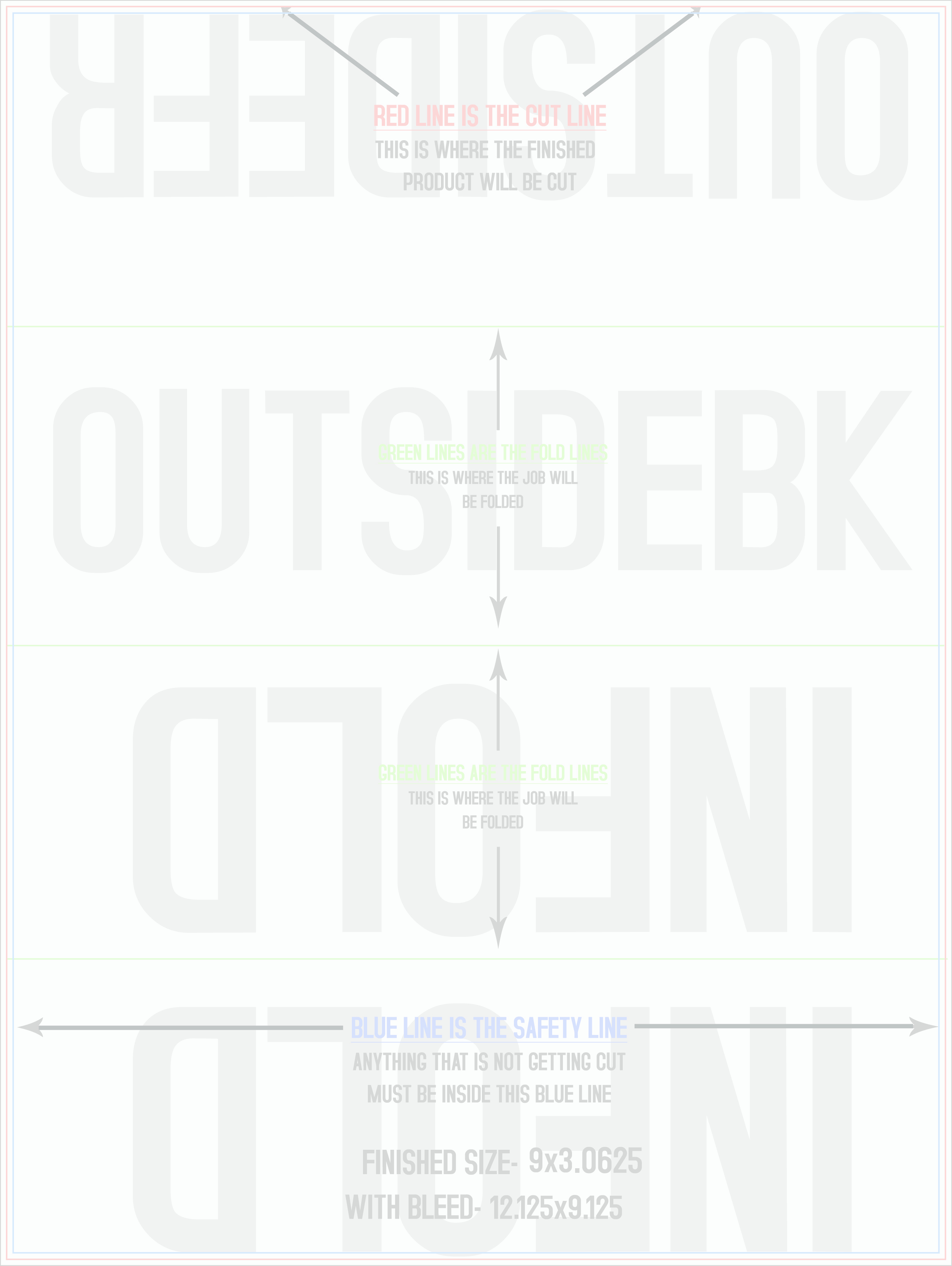 Flyers and Brochures 9" x 12" Roll Fold Front/Outside (Vertical) template